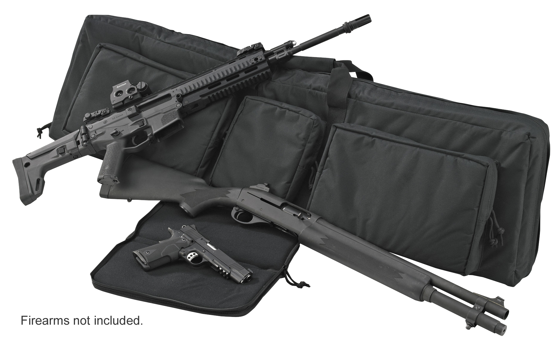 US PeaceKeeper P30049 3-Gun Case Water Resistant Black 600D Polyester with 3 Padded Pockets, Zippered Handgun Case, Webbing System & Thick Padding 48" L x 12.75" H x 3.75" D Exterior Dimensions