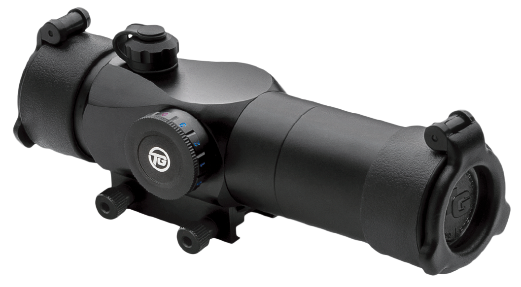 Truglo 1x30 Triton Tri-Color Tactical Red Dot Sight Black, 3 MOA Center Dot (Red / Green / Blue), Integrated Mt