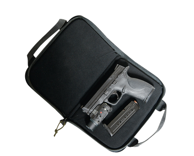 GPS Bags 1485PCMF Memory FoamLarge Size with Lockable Zippers, Mag Storage Pockets & Black Finish Holds 1 Handgun