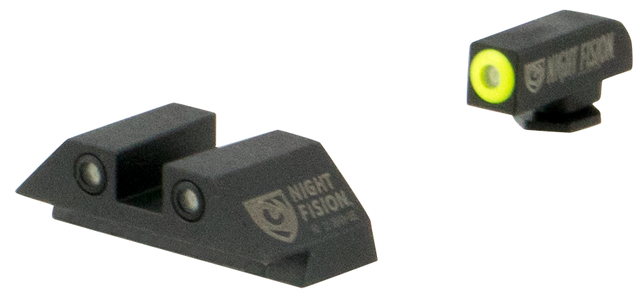 Night Fision GLK001003YGZ Tritium Night Sights For GlockBlack | Green Tritium Yellow Ring Front Sight Green Tritium Black Ring Rear Sight
