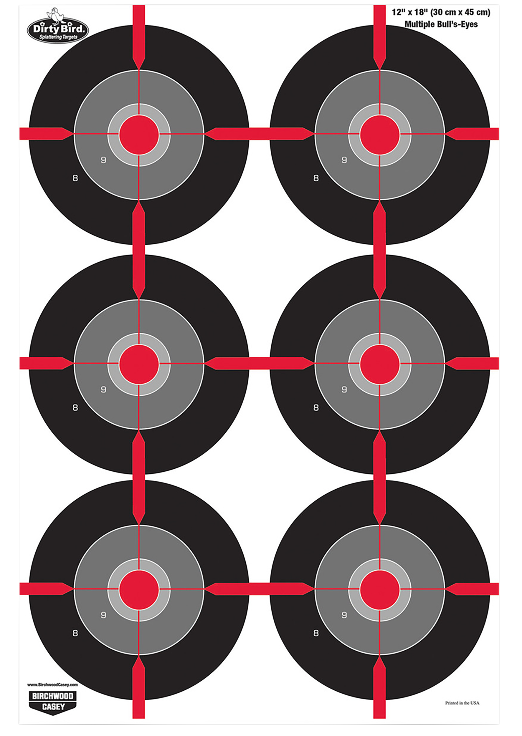 Birchwood Casey 35705 Dirty BirdBullseye Tagboard Hanging Pistol 12" x 18" Black/White 8 Per Pkg