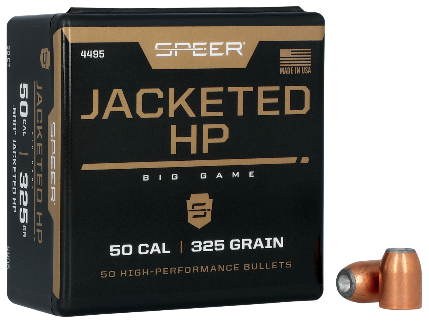 Speer Bullets 50 Caliber (500 Diameter) 325 Grain Jacketed Hollow Point Box of 50