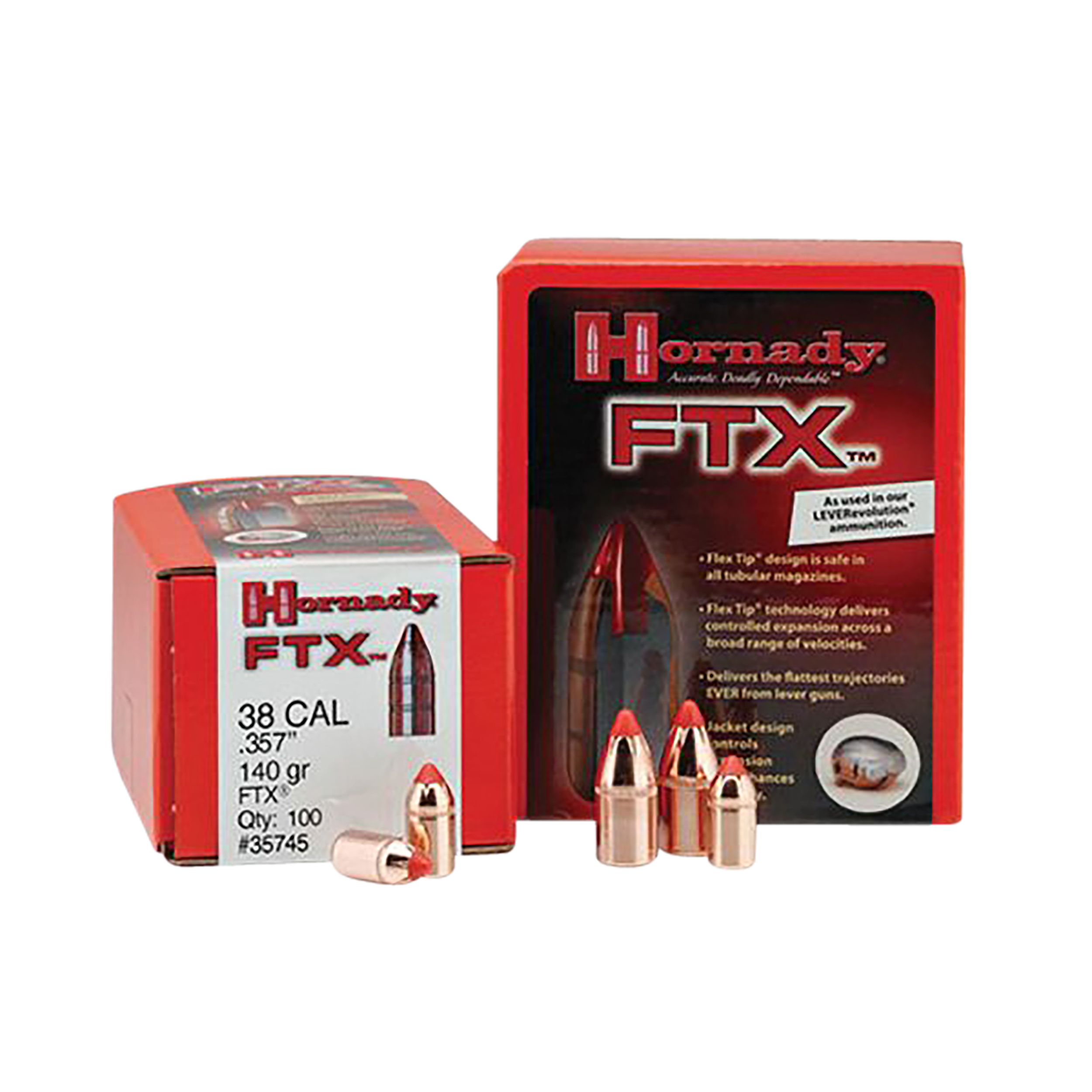 Hornady 35745 FTX Hunting 38 Cal .357 140 gr Flex Tip eXpanding (FTX)