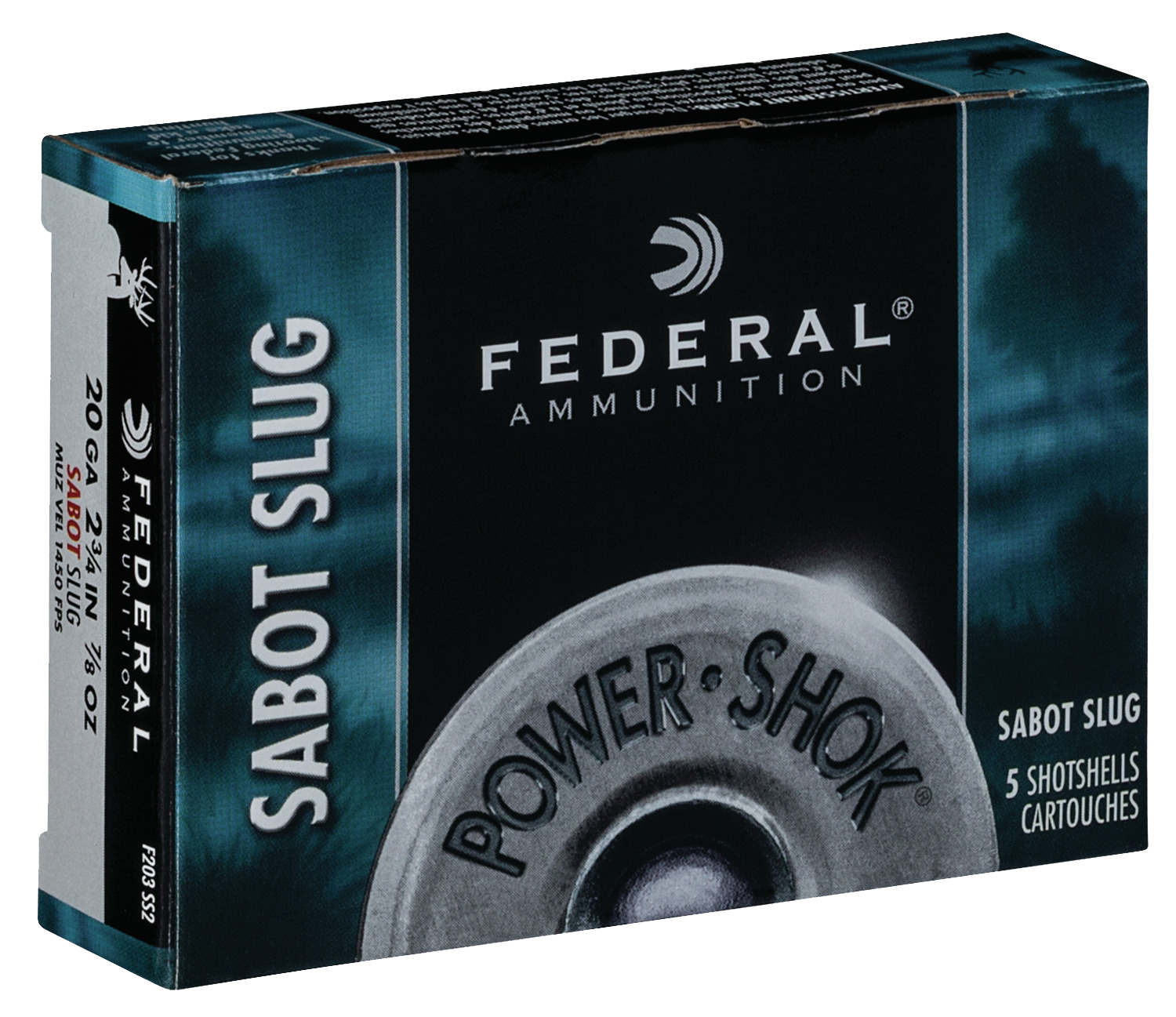 Federal Power-Shok Ammunition 20 Gauge 2-3/4" 7/8 oz Sabot Slug Box of 5