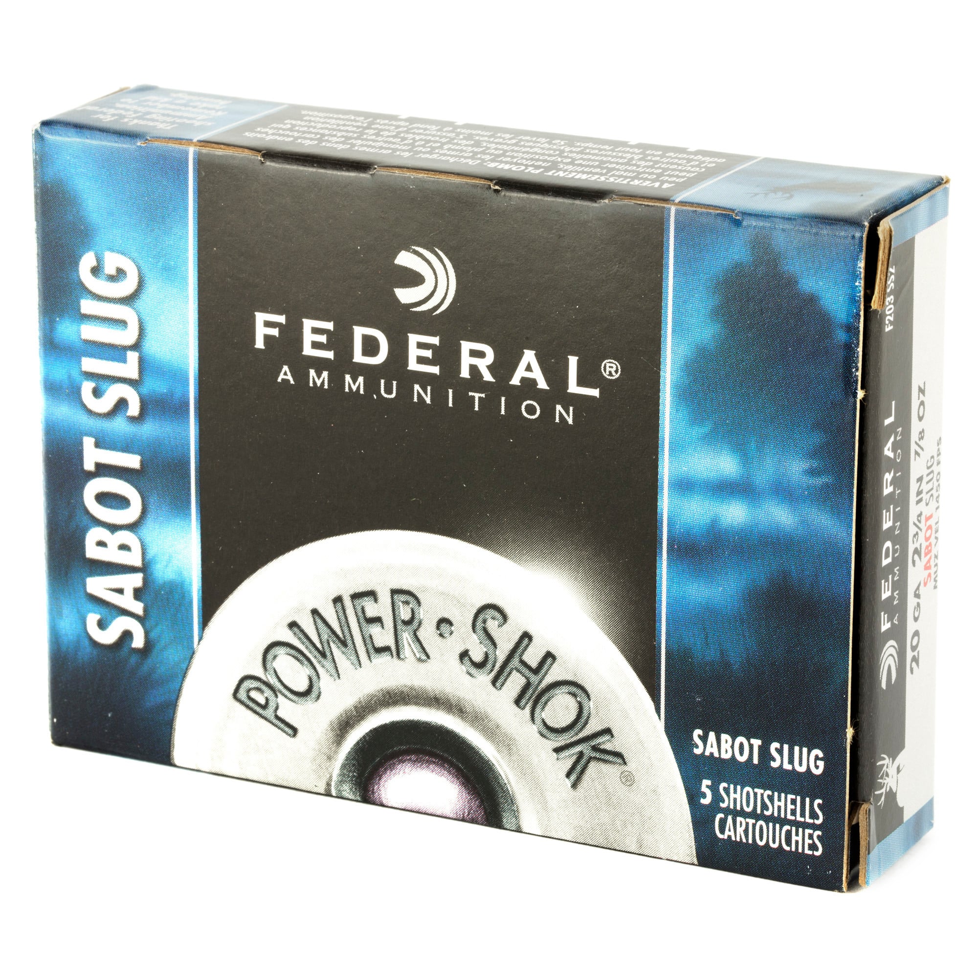 Federal Power-Shok Ammunition 20 Gauge 2-3/4" 7/8 oz Sabot Slug Box of 5