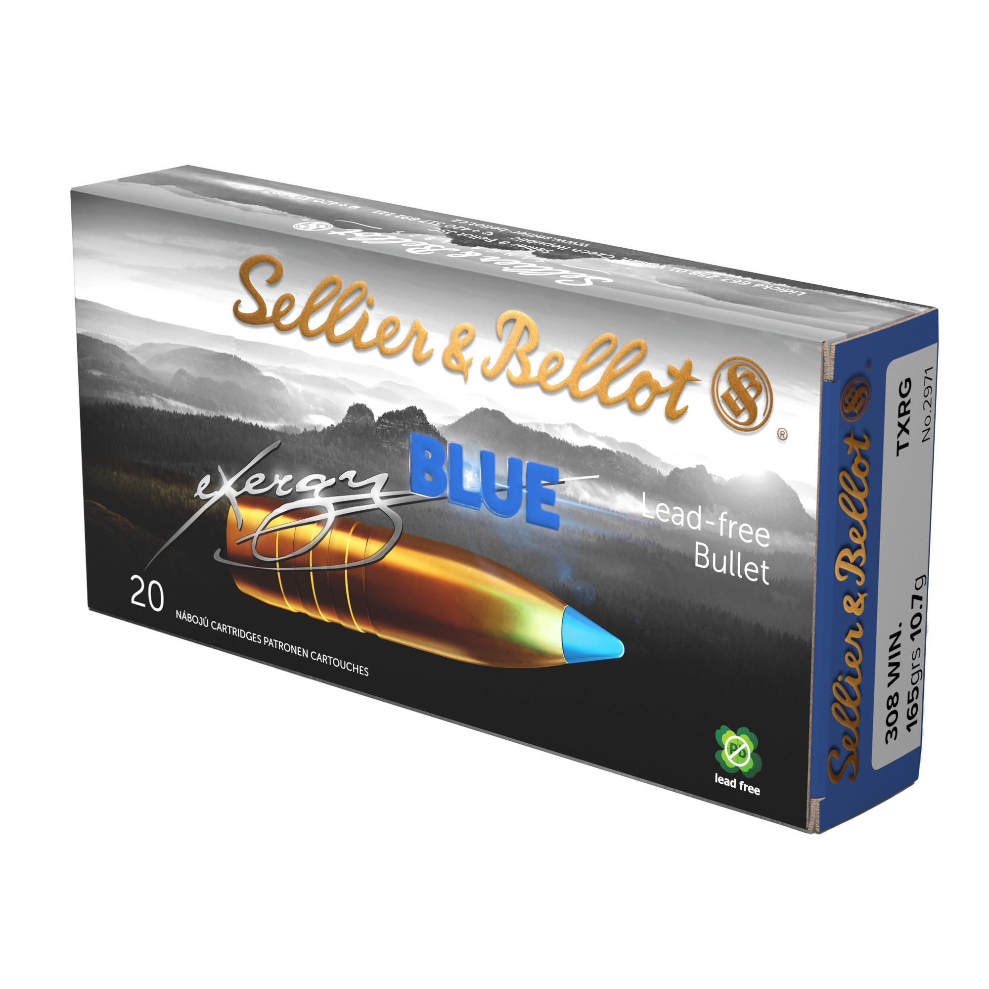 Sellier & Bellot SB308XA eXergy308 Cal 165 gr TAC-EX-Blue 20 Per Box/ 12 Cs
