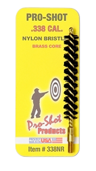 Pro-Shot 338NR Bore Brush338 Cal Rifle #8-32 Thread Nylon Bristles Brass Core