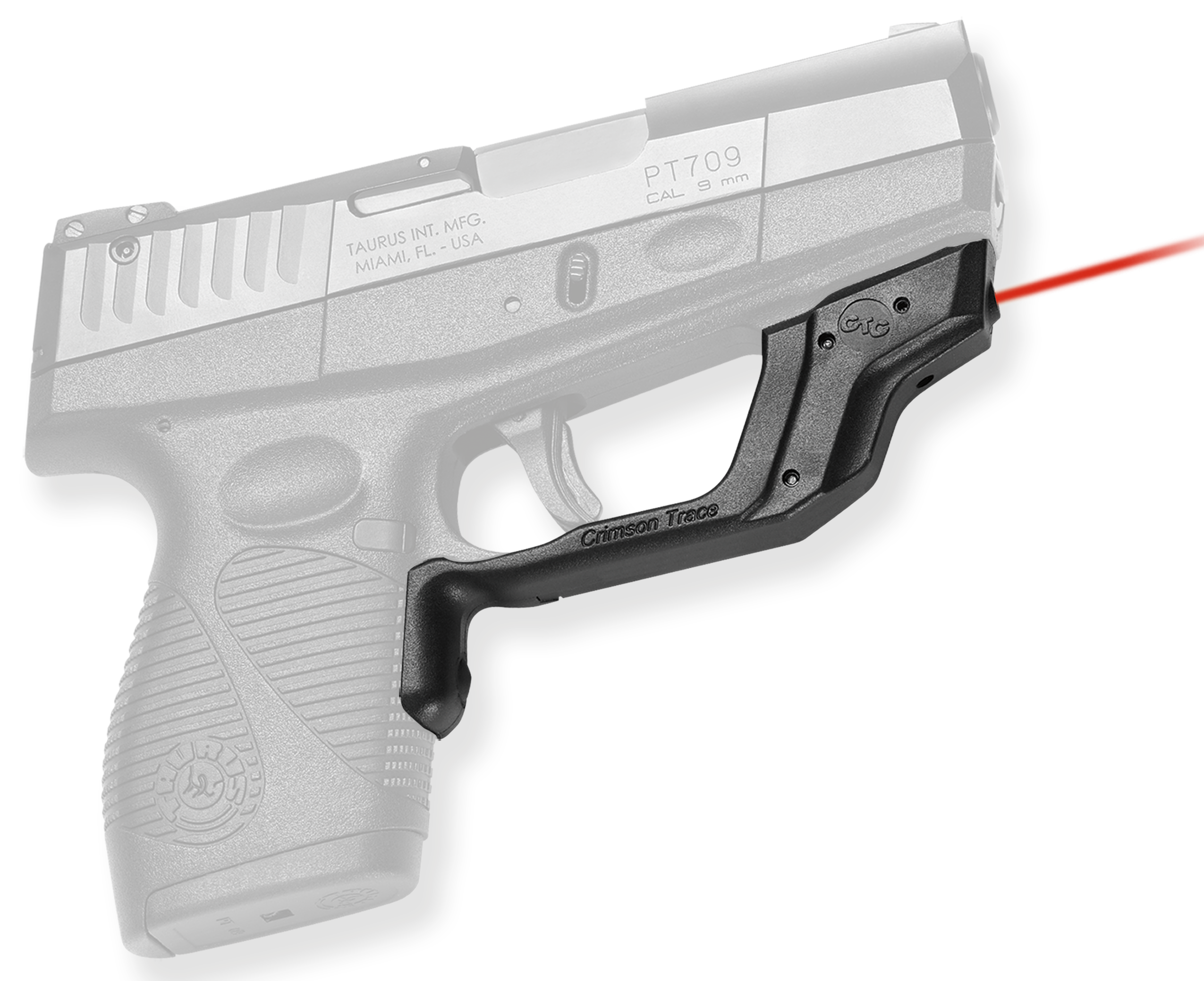 Crimson Trace LG447 Laserguard5mW Red Laser with 633nM Wavelength & 50 ft Range Black Finish for Taurus 709 Slim
