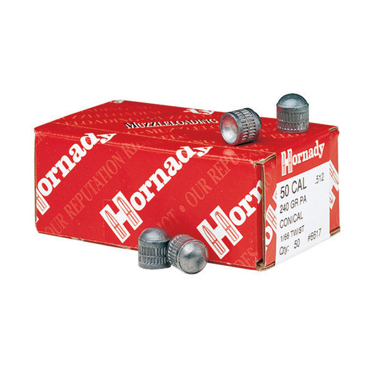 Hornady Pennsylvania Conical Muzzleloading Bullets 50 Caliber (512 Diameter) 240 Grain Box of 50