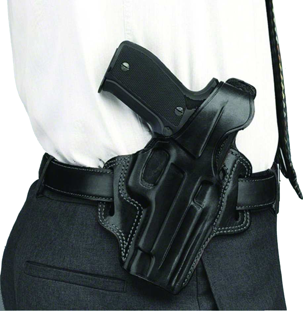 Galco FL104B FletchOWB Black Leather Belt Slide Fits Ruger GP100 Fits S&W L Frame Right Hand