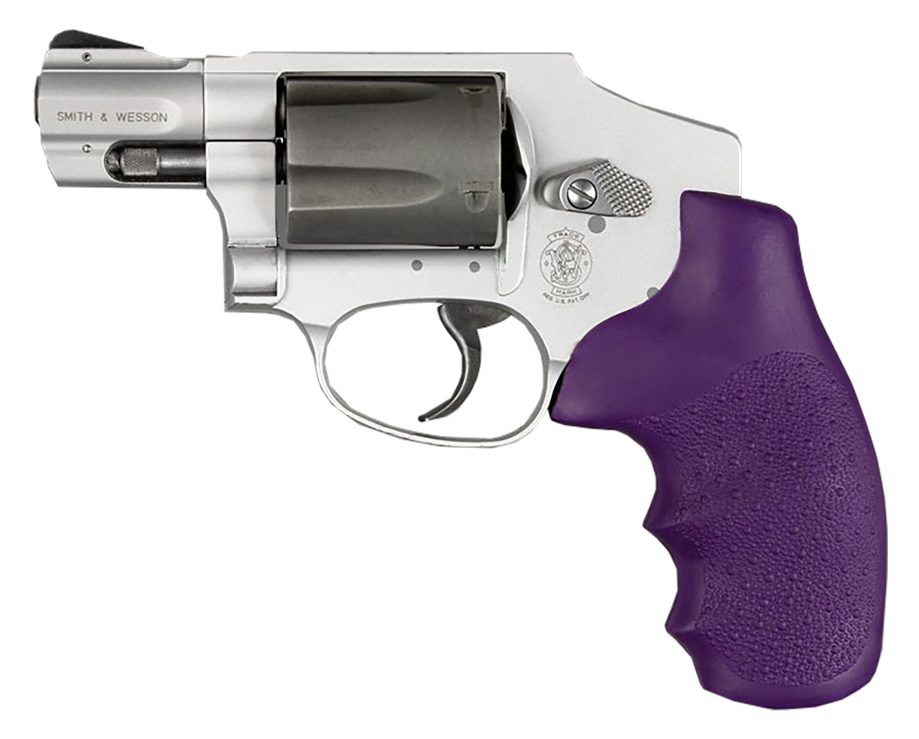 Hogue 60006 OverMolded Monogrip Cobblestone Purple Rubber with Finger Grooves for S&W J Frame with Round Butt