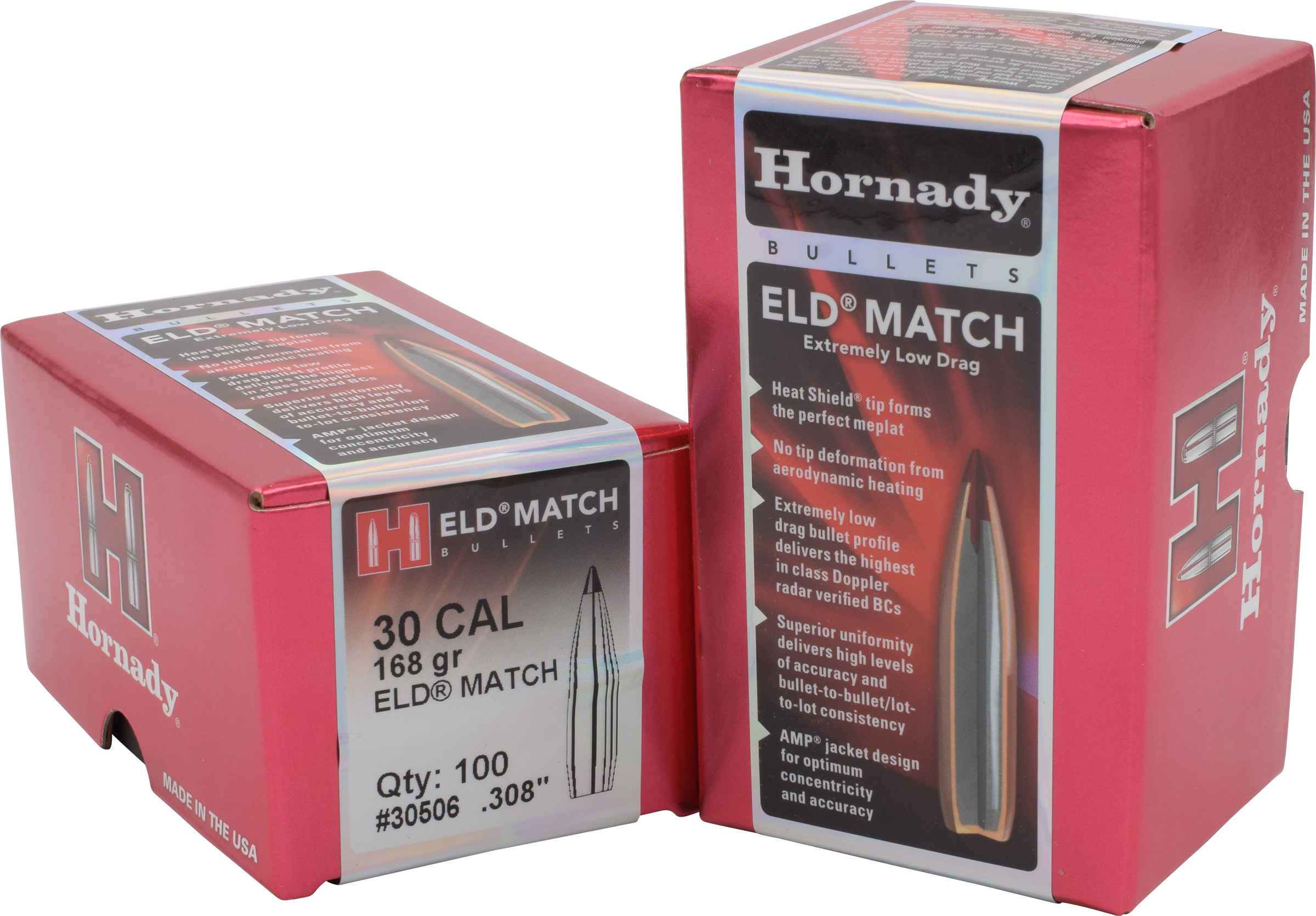 Hornady 30506 ELD Match Target 30 Cal .308 168 gr Extremely Low Drag-Match (ELD-M)