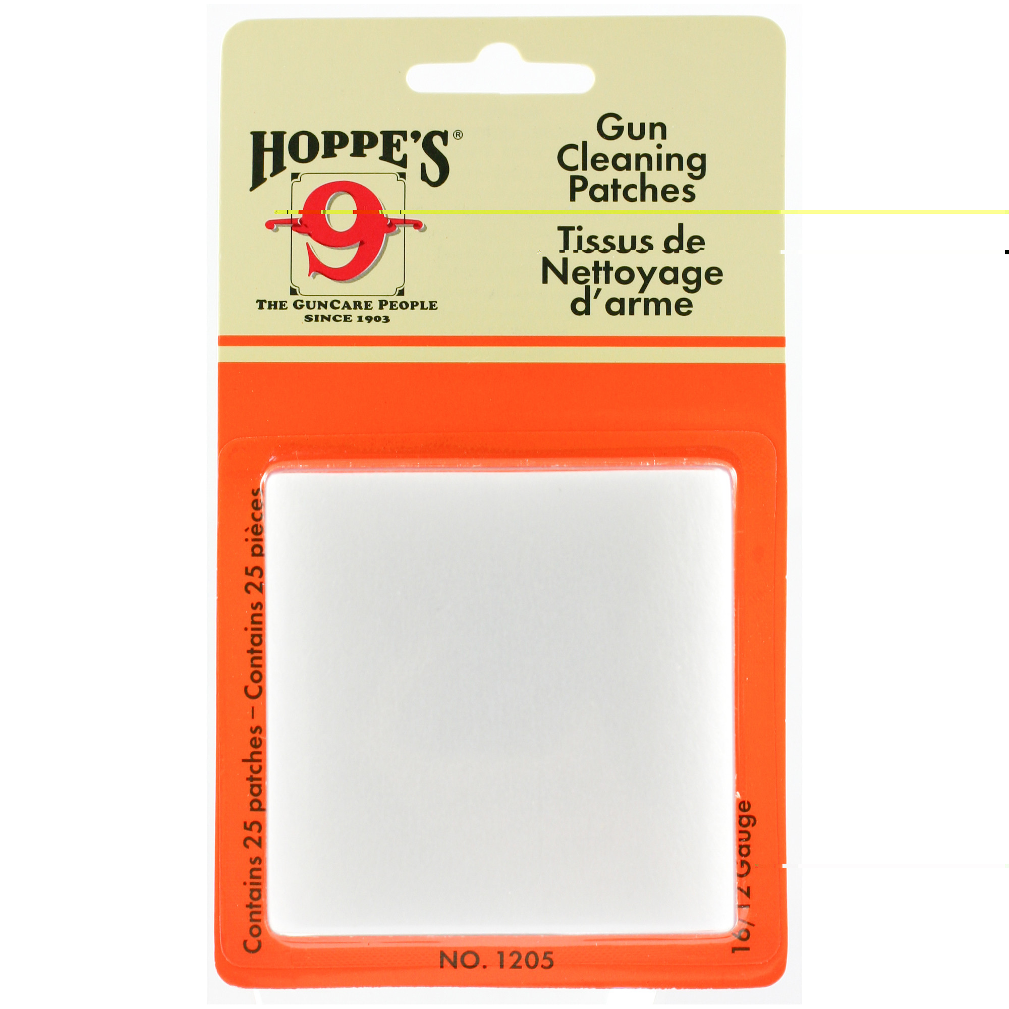 Hoppe's 1205 Gun Cleaning Patches#5 12 / 16 Gauge Synthetic 25 Per Pack