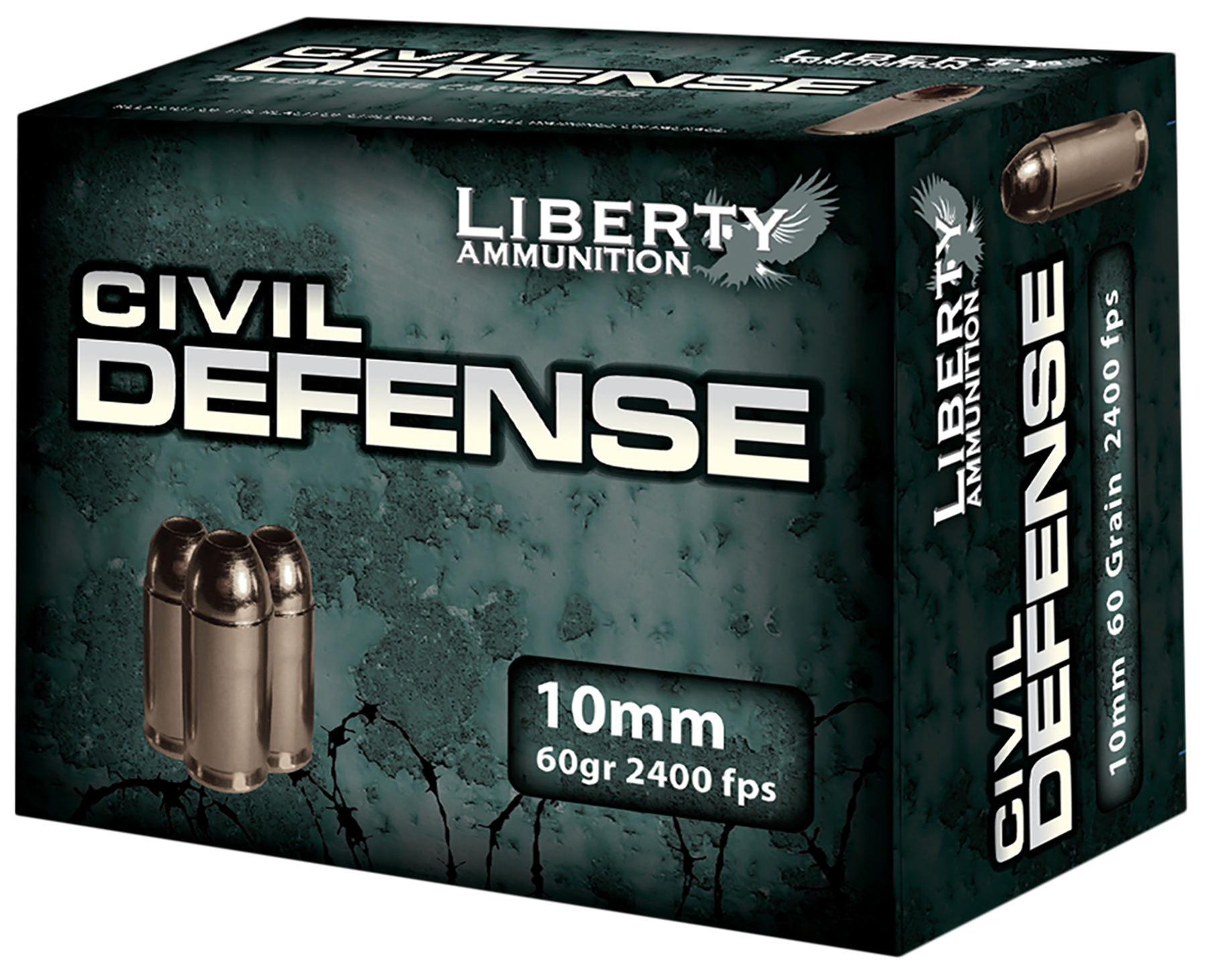 Liberty Civil Defense Ammunition 10mm Auto 60 Grain Fragmenting Hollow Point Lead-Free 20RD
