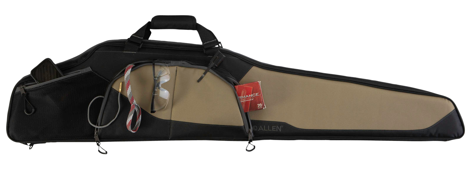 Allen 68246 Sawatch Rifle Case 46" Black with Tan Accents Endura with Foam Padding, Accessory Pockets, Lockable Zippers & Plush Tricot Lining