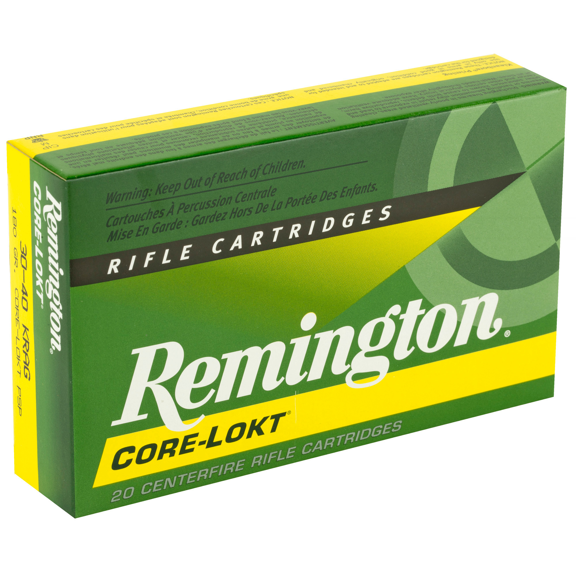 Remington Core-Lokt Ammunition 30-40 Krag 180 Grain Pointed Soft Point Core-Lokt 20RD