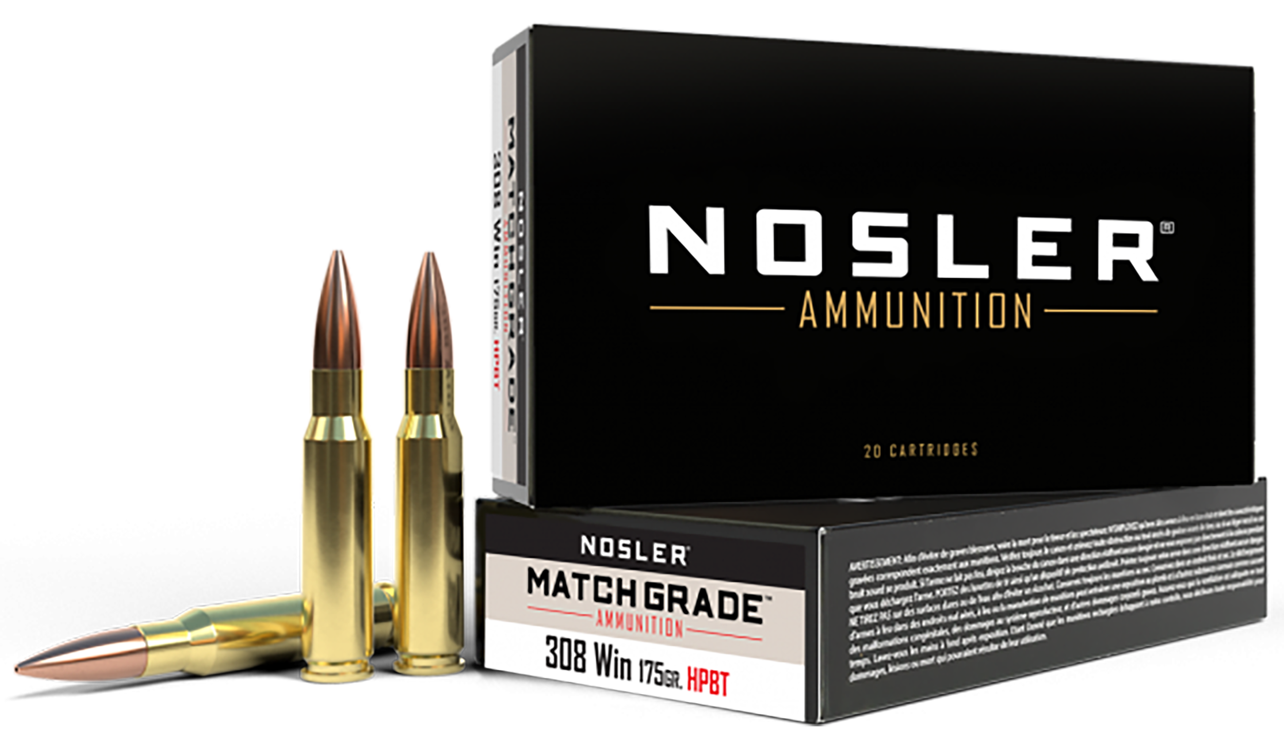 Nosler Match Grade Ammunition 308 Winchester 175 Grain Custom Competition 20RD