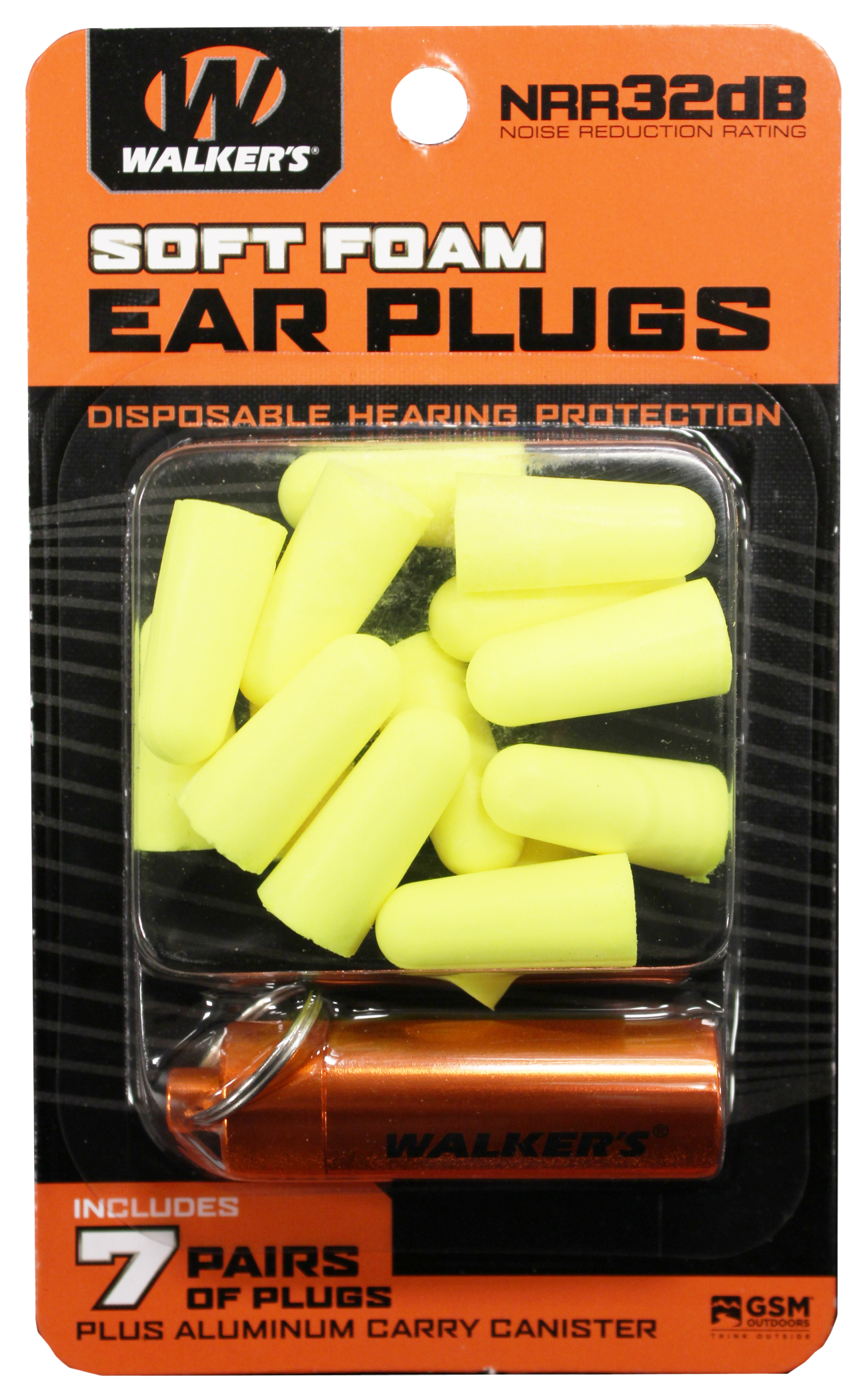 Walker's GWPPLGCANYL Foam Ear PlugsFoam 32 dB In The Ear Yellow Adult 7 Pair