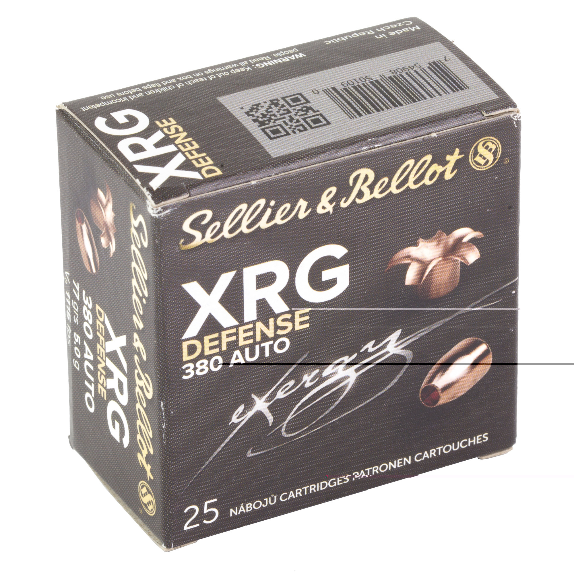 Sellier & Bellot SB380XA XRG Defense 9mm 380 ACP 77 gr Solid Copper Hollow Point (SCHP) 25 Per Box/ 40 Cs