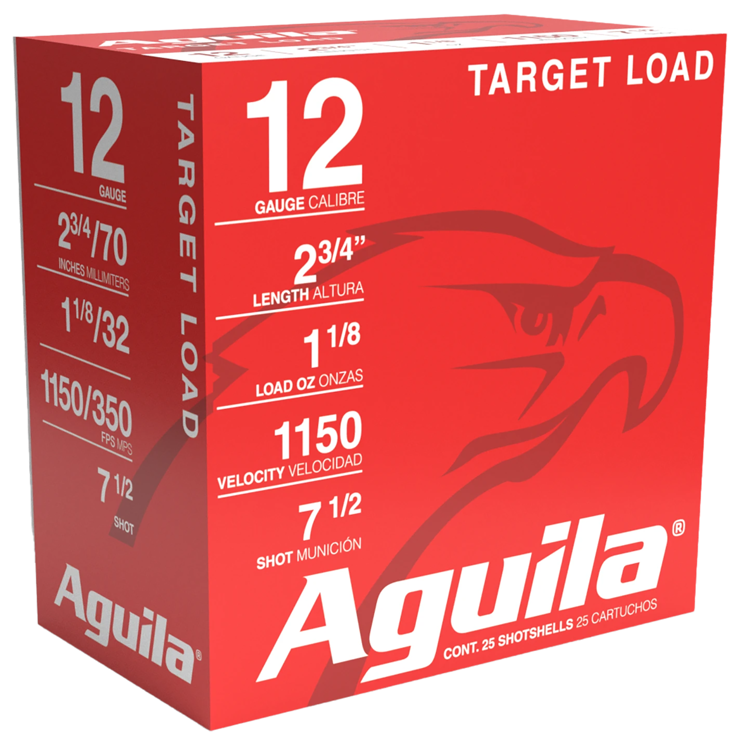 Aguila 1CHB1282 Target Load Competition 12 Gauge 2.75" 1 1/8 oz 7.5 Shot 25 Per Box/ 10 Cs