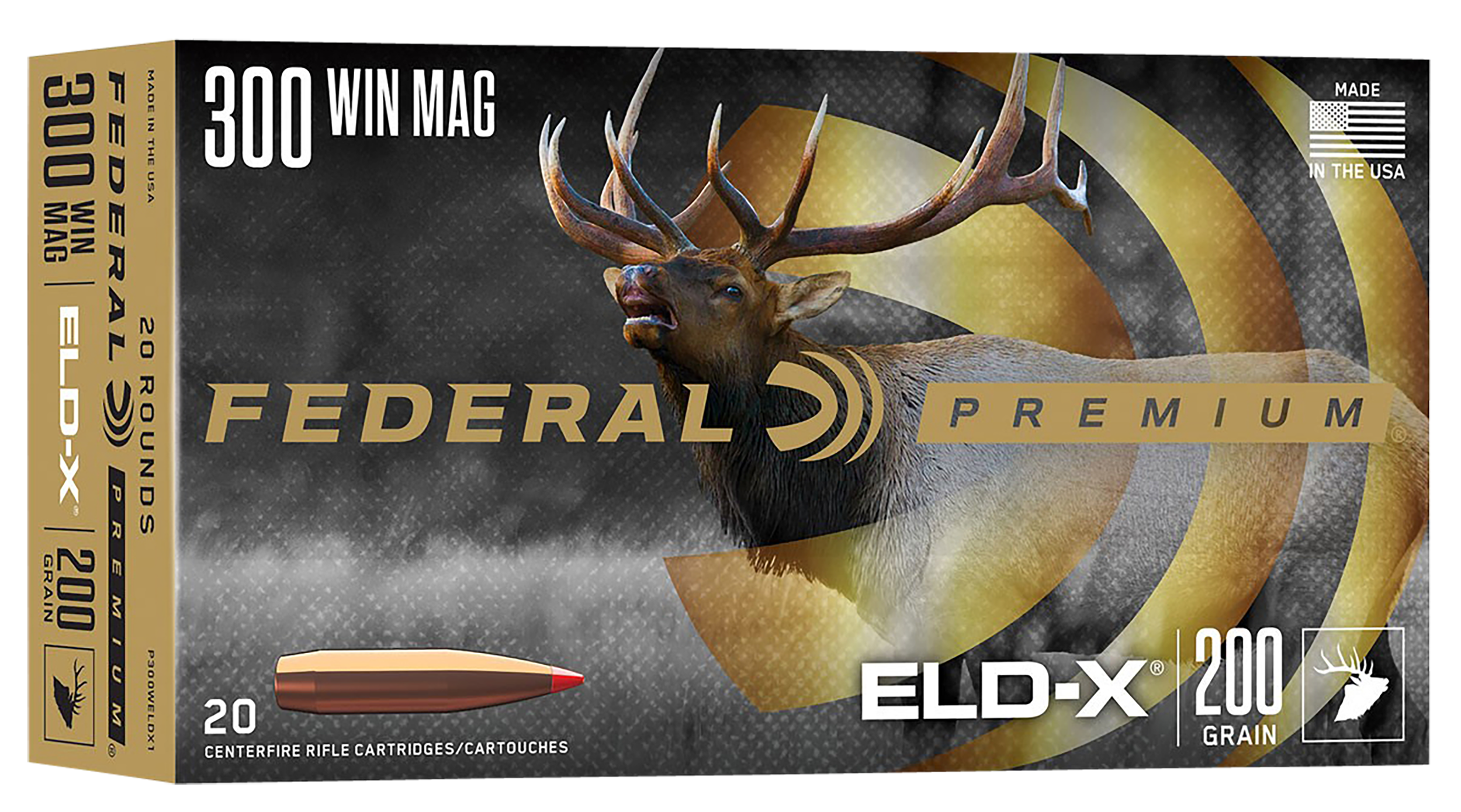 Federal Premium Ammunition 300 Winchester Magnum 200 Grain Hornady ELD-X Polymer Tip 20RD