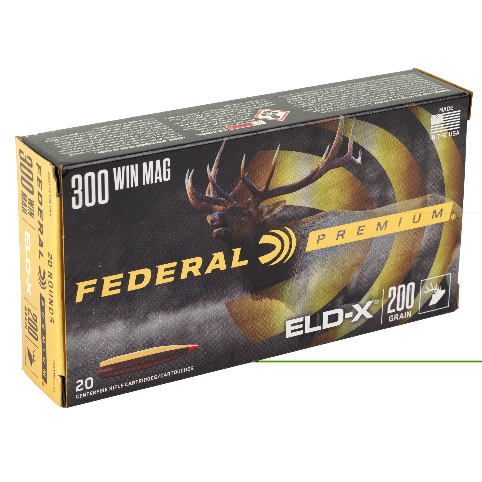 Federal Premium Ammunition 300 Winchester Magnum 200 Grain Hornady ELD-X Polymer Tip 20RD