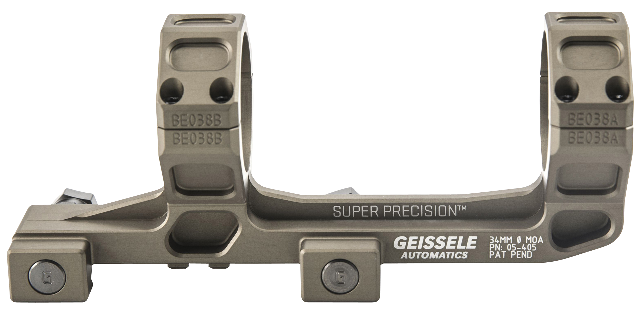 Geissele Super Precision 34mm Scope Mount Desert Dirt Color, Extended Length, 7075-T6, 0 MOA
