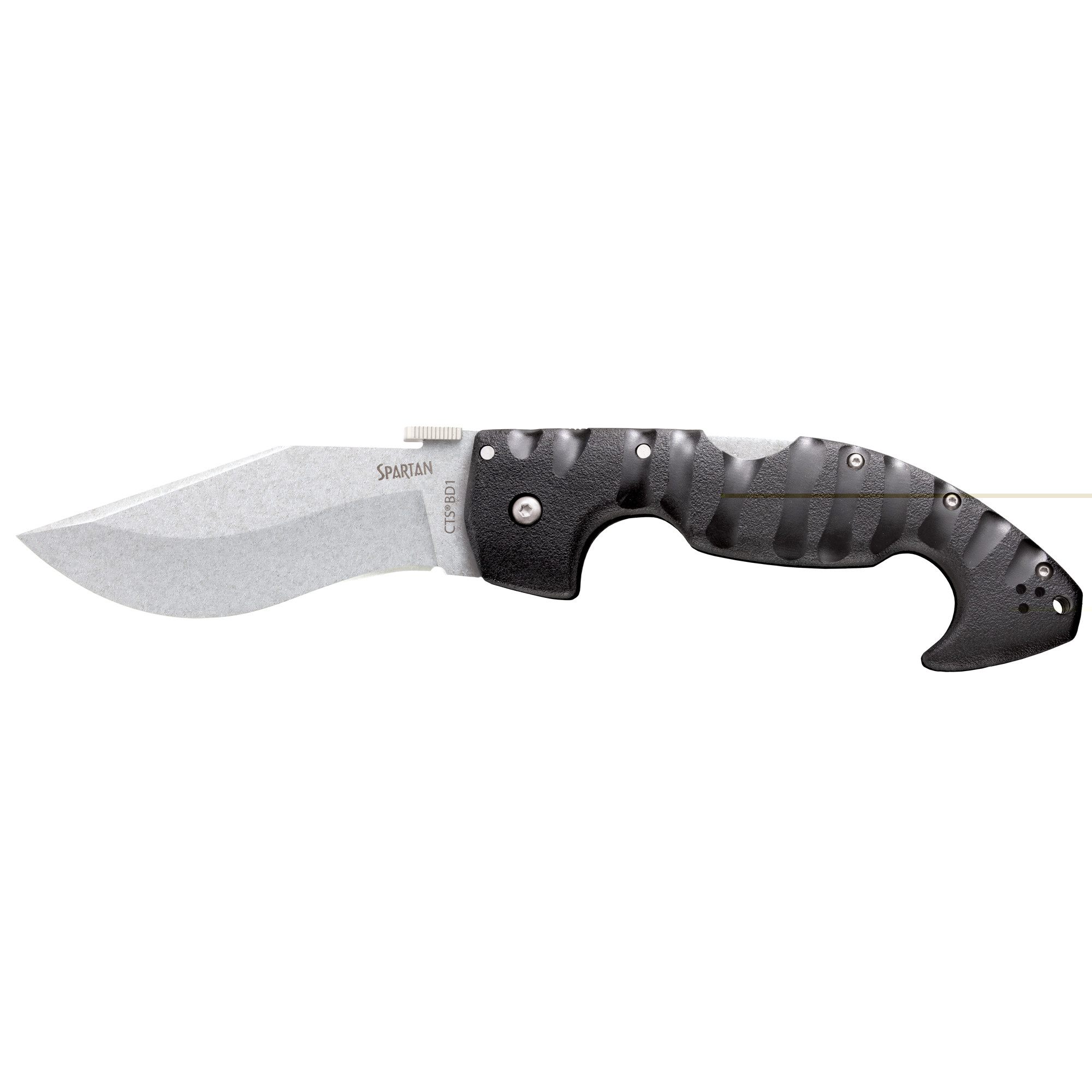 Cold Steel CS21ST Spartan4.50" Folding Plain Stone Washed Japanese AUS-10A SS Blade/Black Griv-Ex w/Steel Liners Handle Includes Pocket Clip