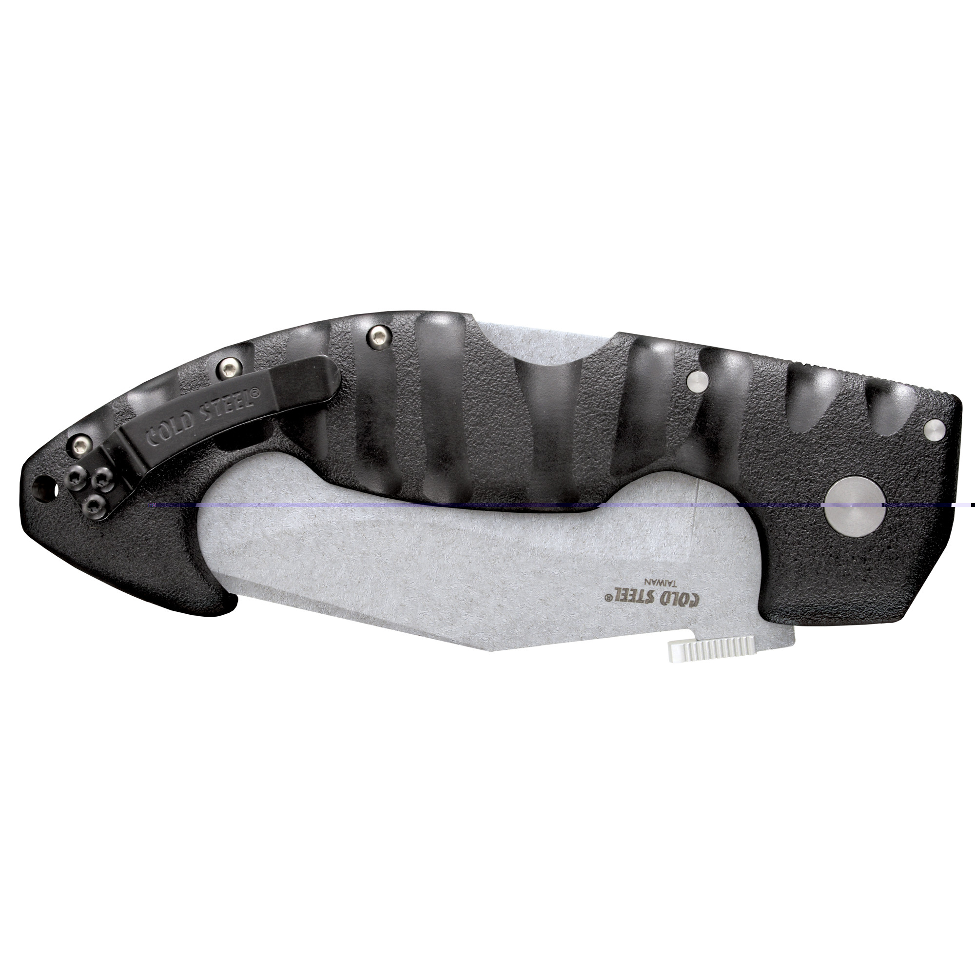Cold Steel CS21ST Spartan4.50" Folding Plain Stone Washed Japanese AUS-10A SS Blade/Black Griv-Ex w/Steel Liners Handle Includes Pocket Clip