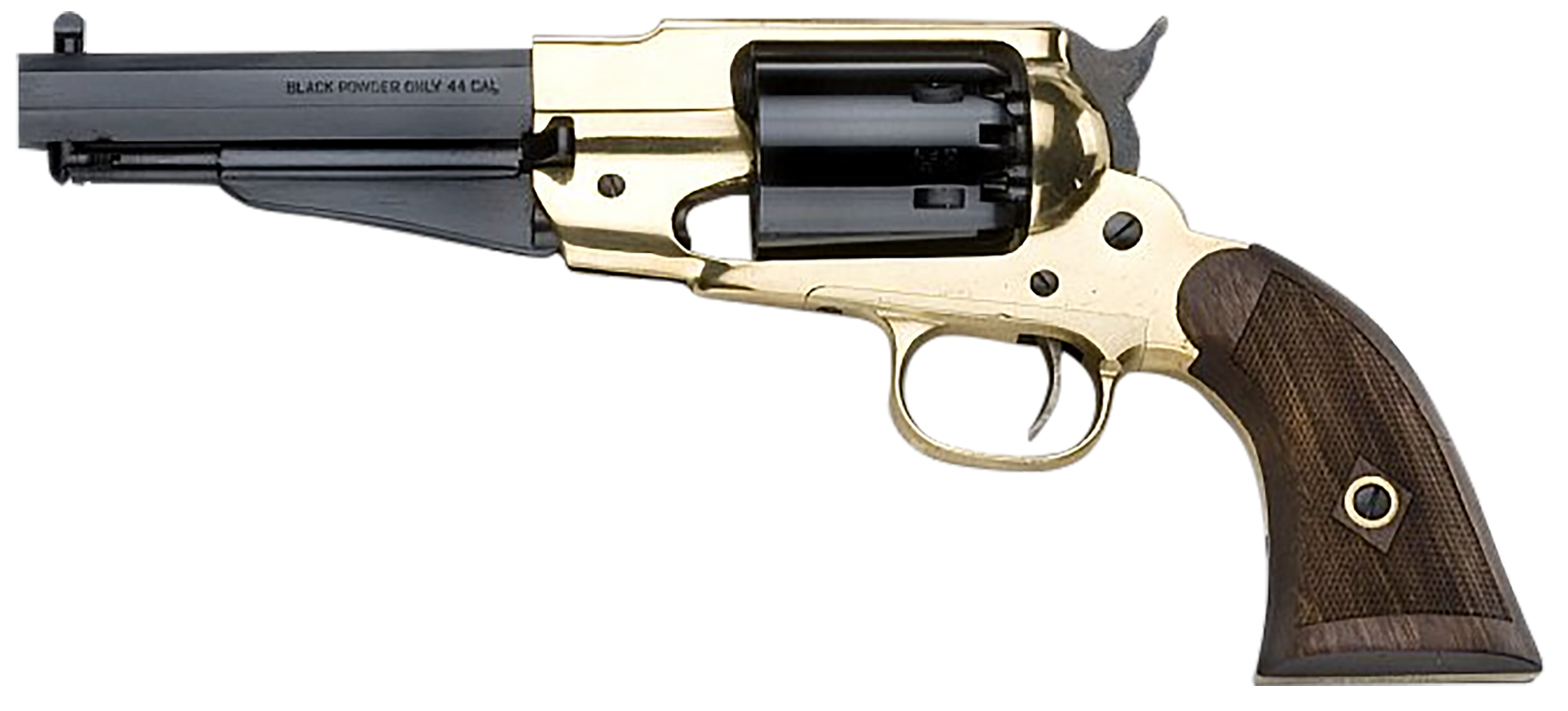 Pietta PF58BR44512 1858 Rem Texas Sheriff 44 Cal 6 Shot 5.50" Blued Octagonal Steel Barrel & Cylinder, Brass Frame, Checkered Walnut Grip