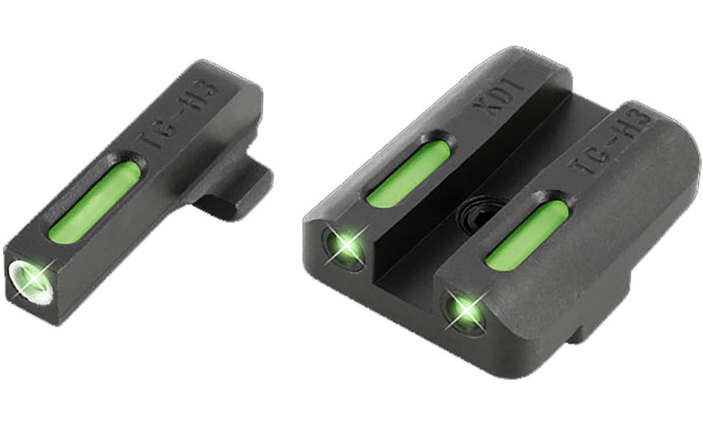 TRUGLO TFX Sight Set Springfield XD, XDM, XDS Tritium Fiber Optic Green with White Front Dot Outline
