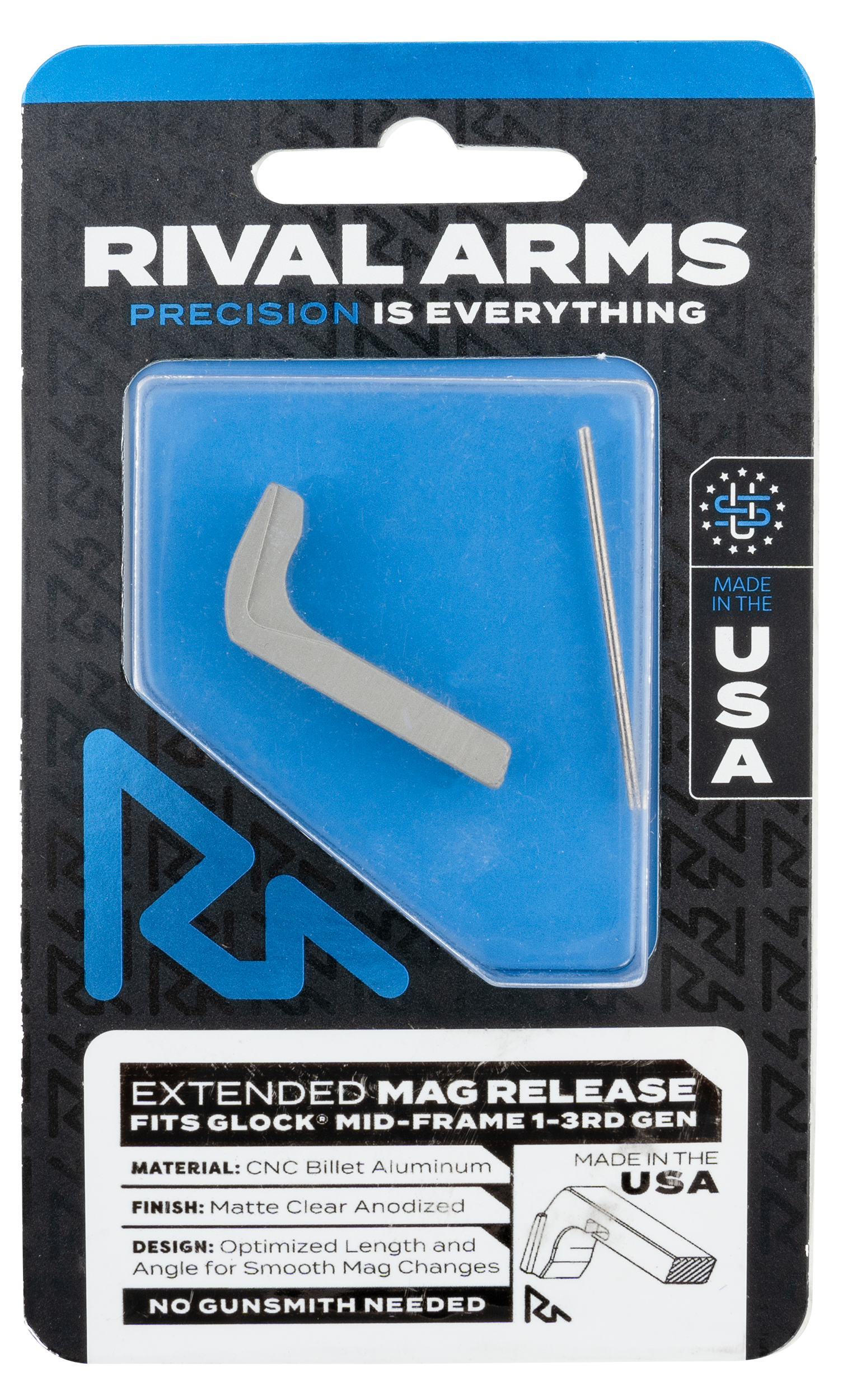 Rival Arms RA72G001D Magazine ReleaseFits Glock Gen1-3 Extended Stainless Aluminum