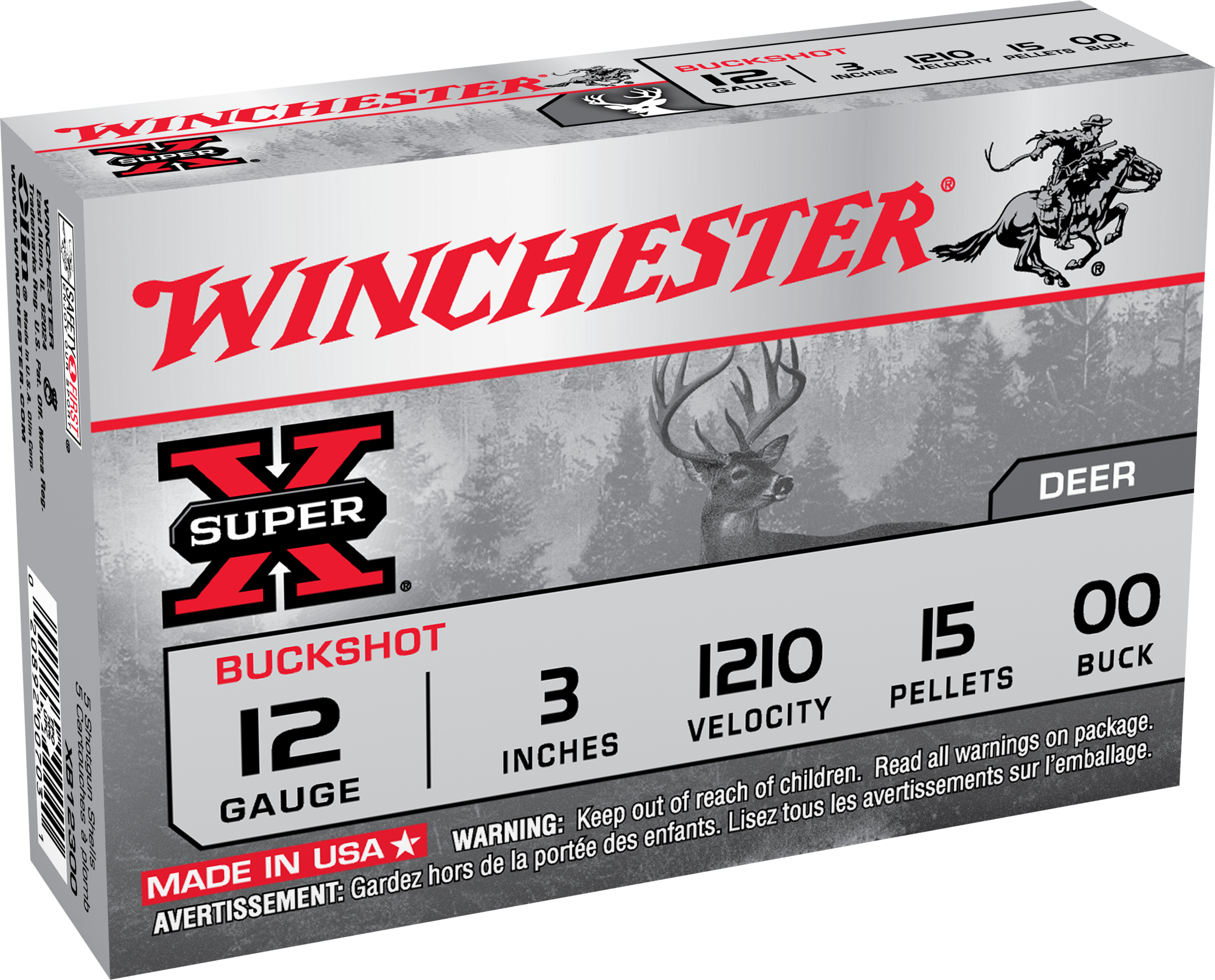 Winchester Super-X Ammunition 12 Gauge 3" Buffered 00 Buckshot 15 Pellets