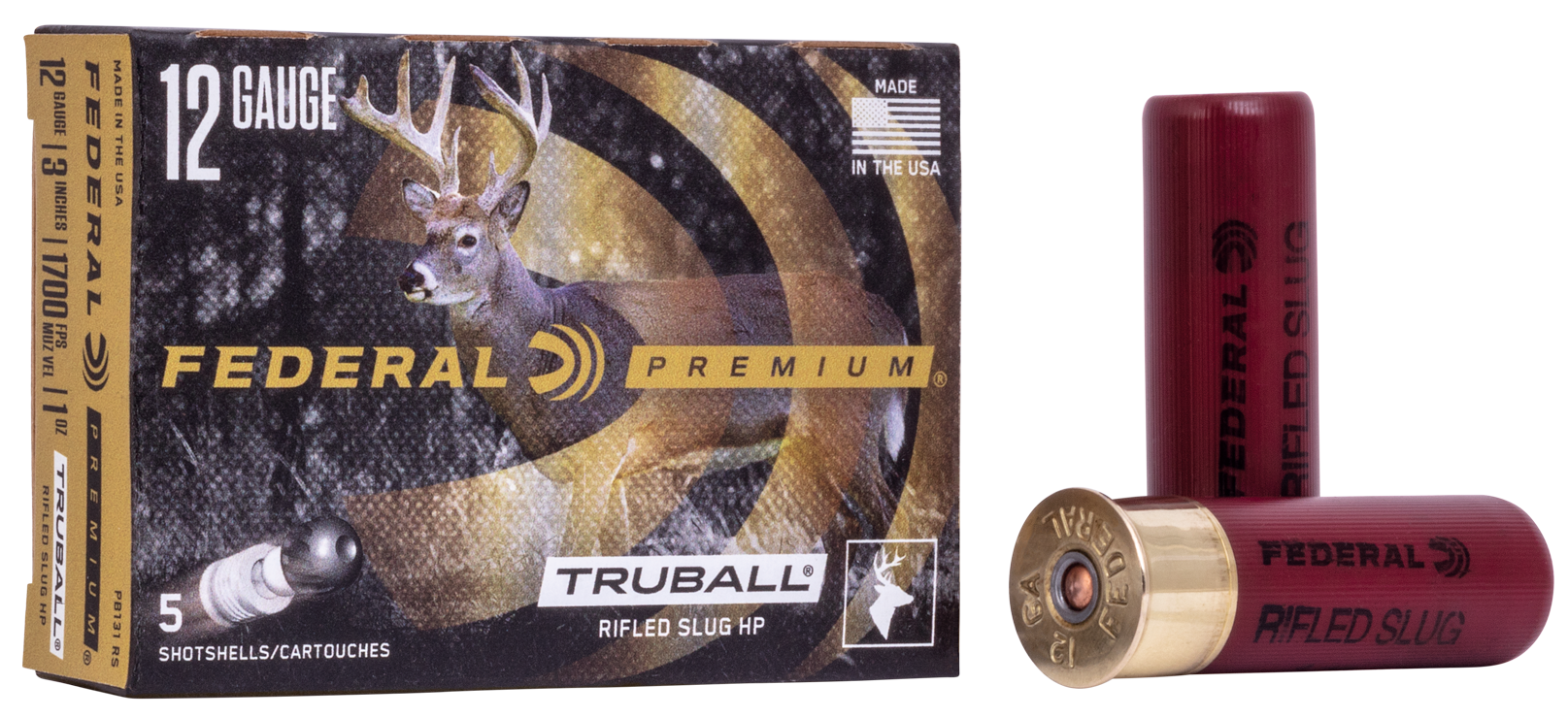 Federal Premium Vital-Shok Ammunition 12 Gauge 3" 1 oz TruBall Hollow Point Rifled Slug Box of 5