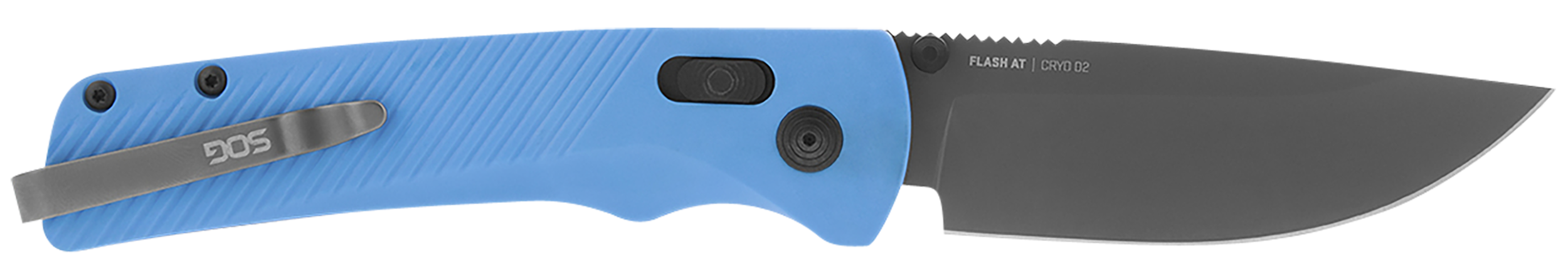 S.O.G SOG11180341 Flash AT 3.45" Folding Plain TiNi Cryo D2 Steel Blade/Civic Cyan GRN Handle Includes Pocket Clip