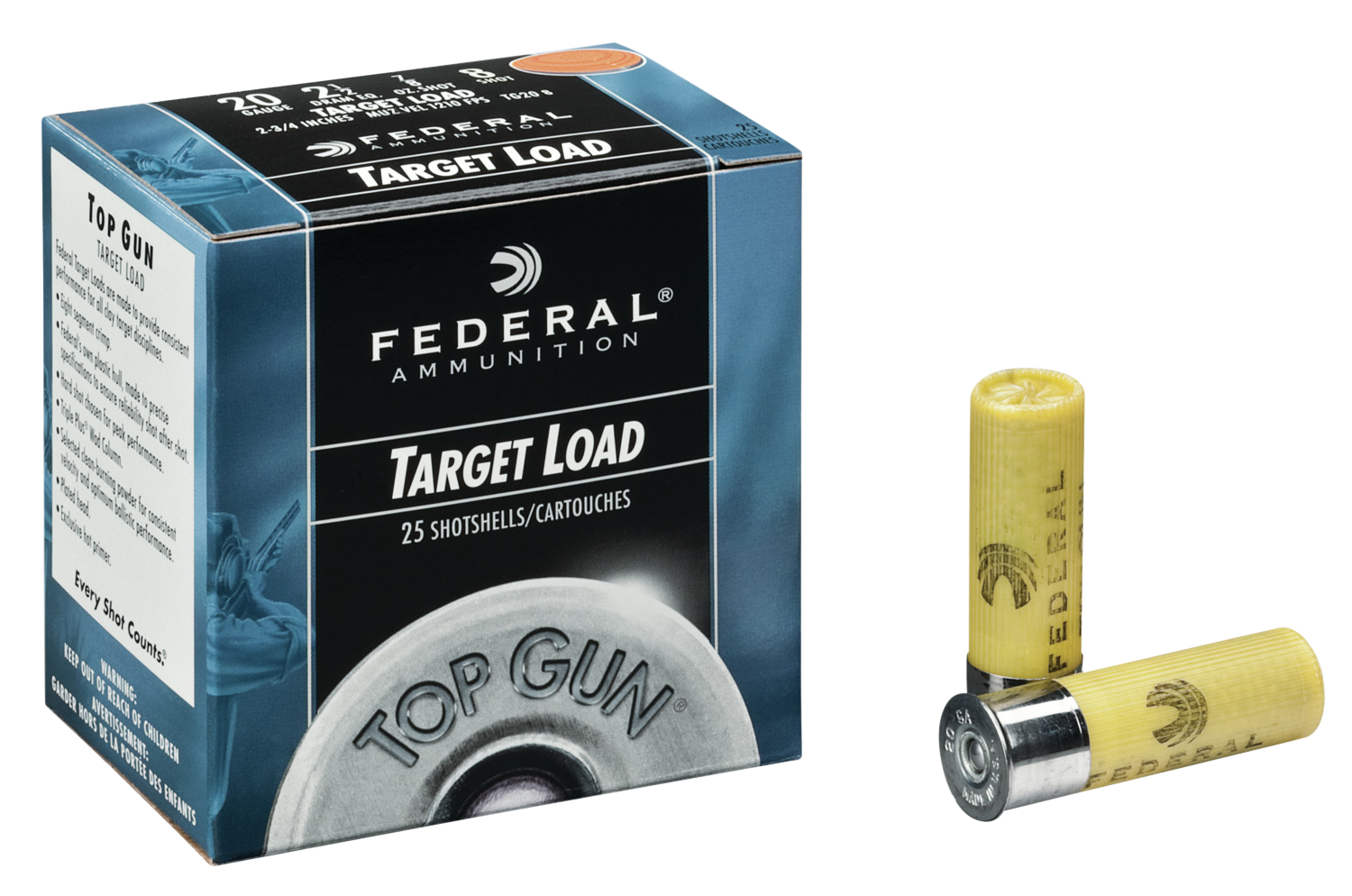 Federal TG208 Top Gun Target Load 20 Gauge 2.75" 7/8 oz 8 Shot 25 Per Box/ 10 Cs