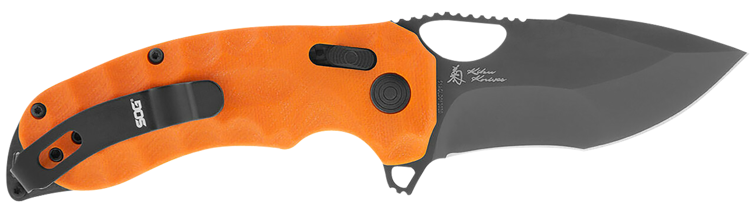 S.O.G SOG12270357 Kiku XR LTE 3.02" Folding Tanto Plain Cryo CTS XHP Blade Deep Textured Blaze Orange G10 Handle Includes Belt Clip