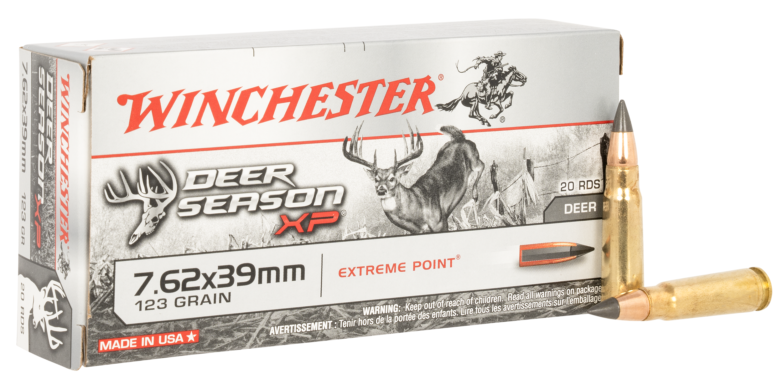 Winchester Deer Season XP Ammunition 7.62x39mm 123 Grain Extreme Point Polymer Tip 20RD