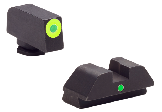 AmeriGlo GL305 i-Dot Sight set for GlockBlack | Green Tritium with Orange Outline Front Sight Green Tritium i-Dot Rear Sight