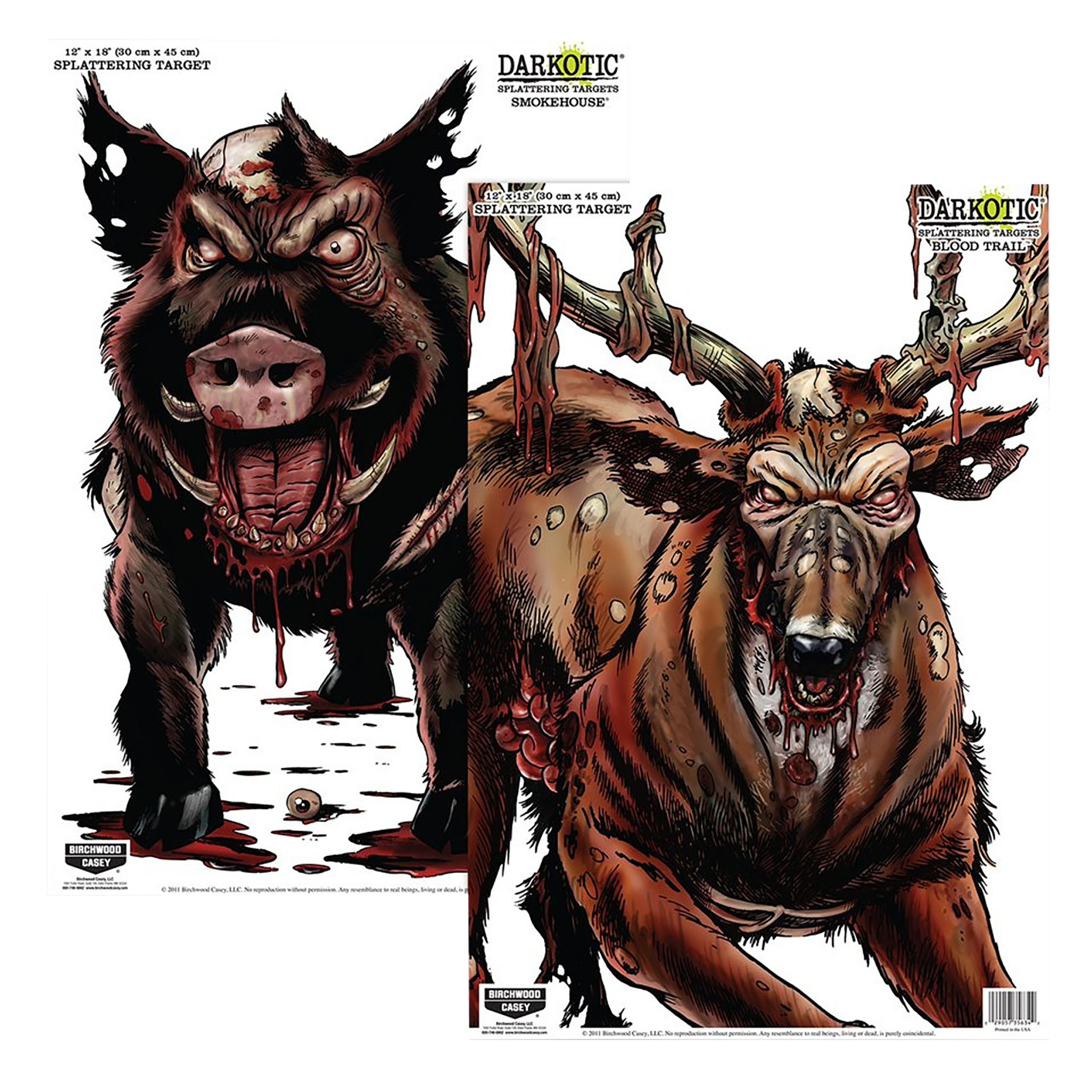 Birchwood Casey 35627 SmokehouseZombie Deer/Hog Hanging Smokehouse Blood Trail All Firearms 12" x 18" Impact Enhancement Splatter 8 Targets