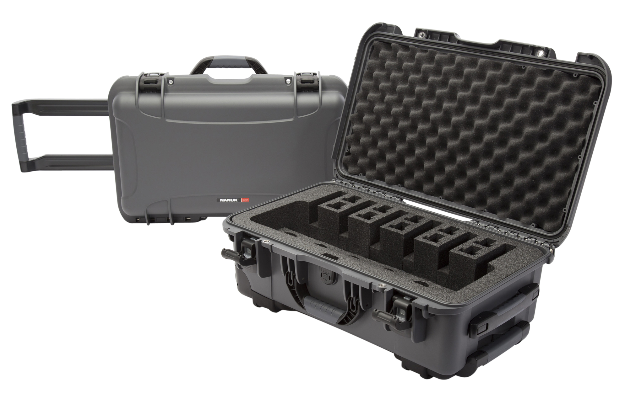 Nanuk 935-6UP7 935 6 Up Pistol Case w/ Foam Graphite Polyethylene