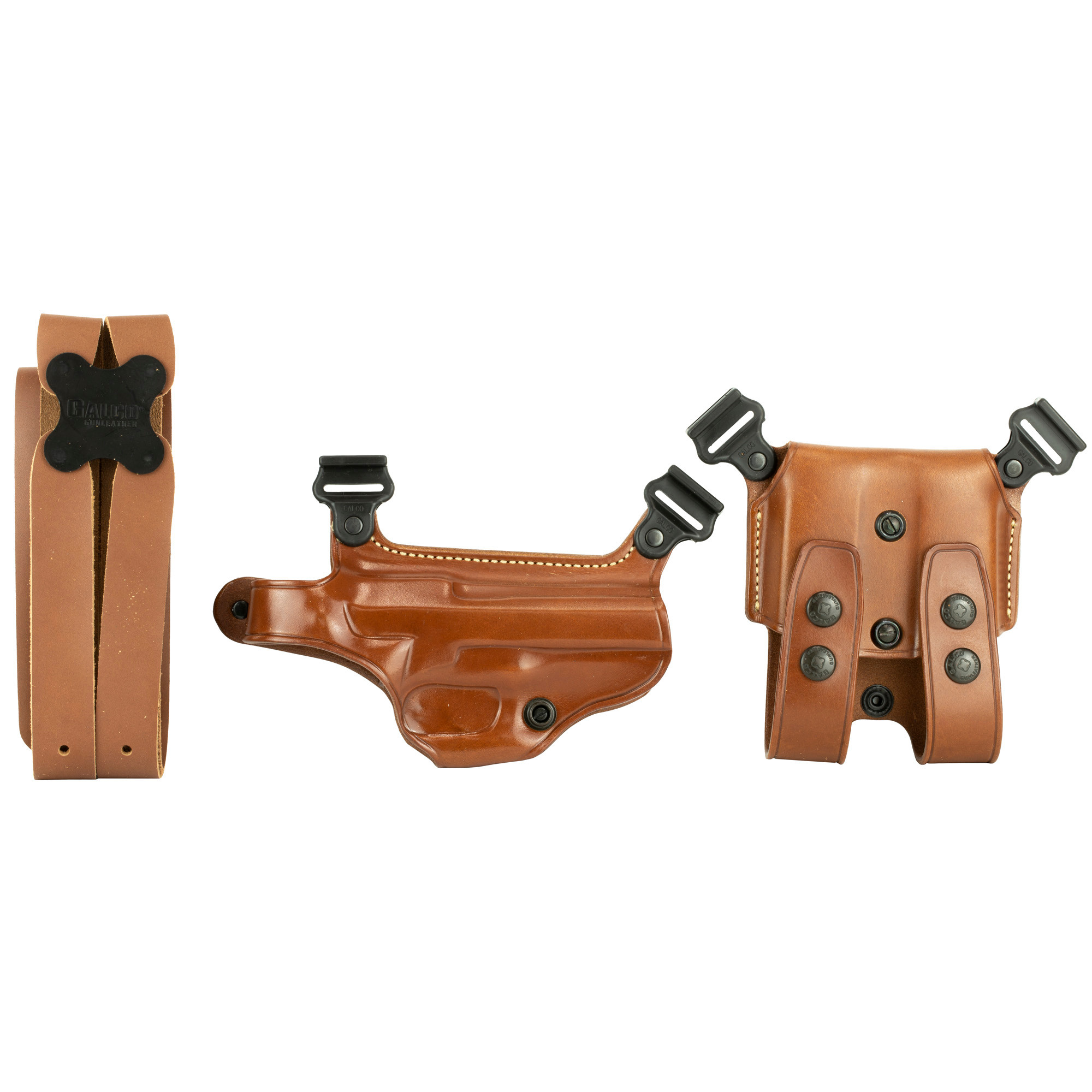 Galco MC202 Miami Classic Shoulder System Size Fits Chest Up To 56" Tan Leather Fits Beretta 92F/FS Fits Taurus PT100 Fits Taurus PT101 Right Hand