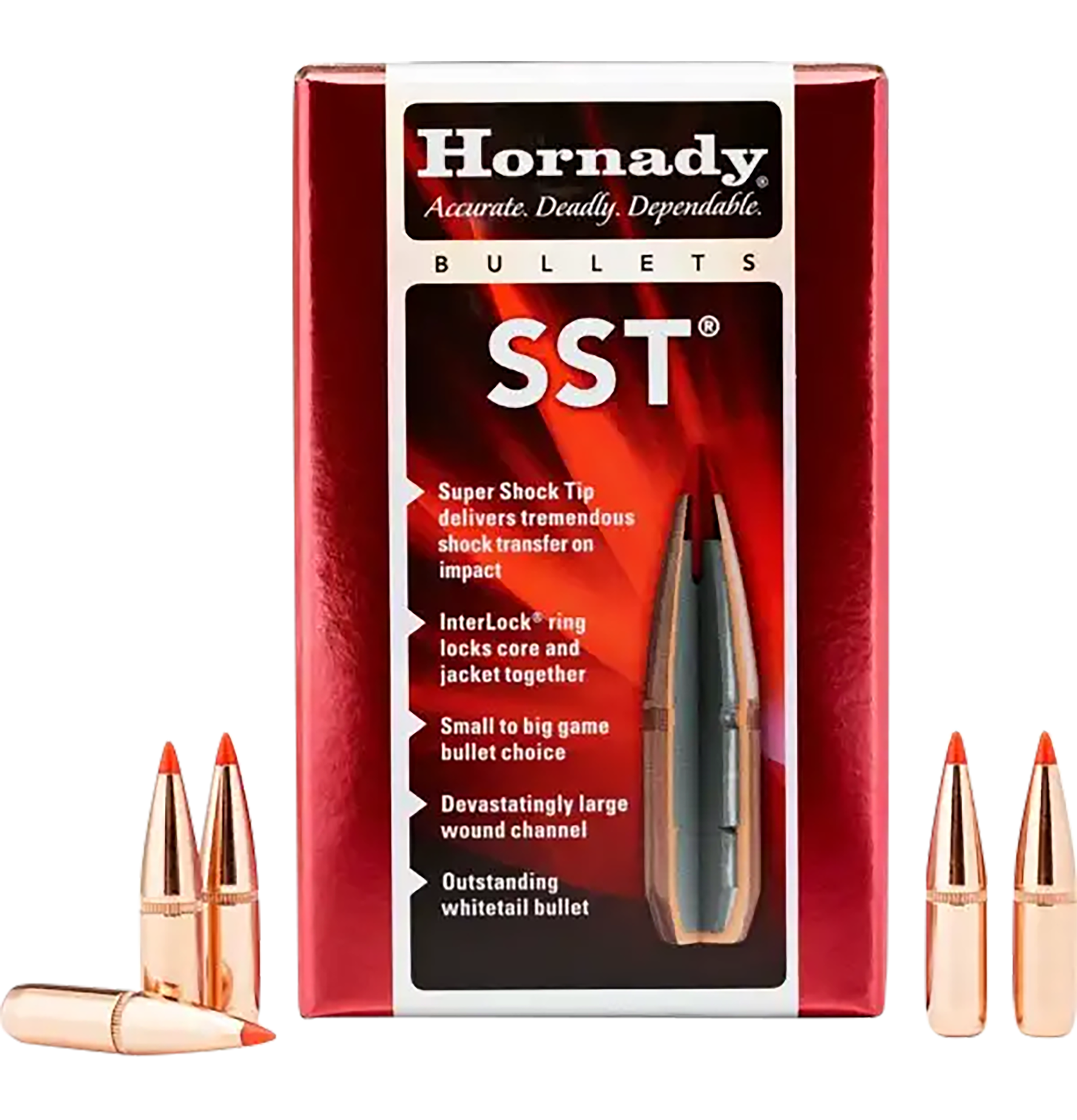 Hornady SST Bullets 30 Caliber (308 Diameter) 180 Grain InterLock Polymer Tip Spitzer Boat Tail Box of 100