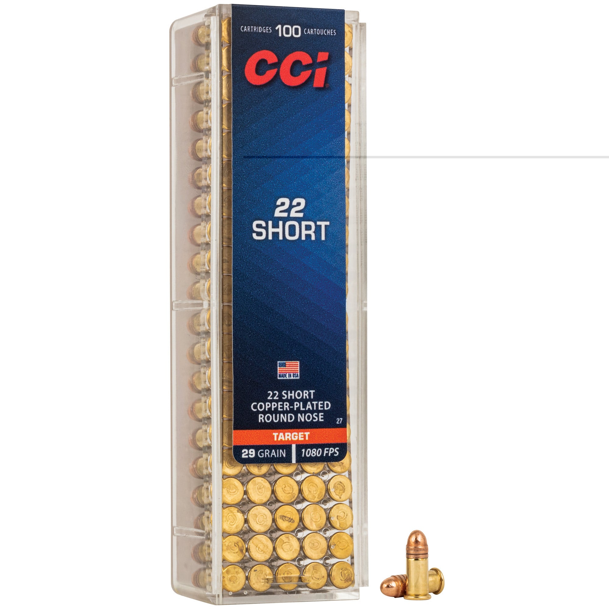 CCI Ammunition 22 Short 29 Grain Copper Plated Lead Round Nose Box of 100