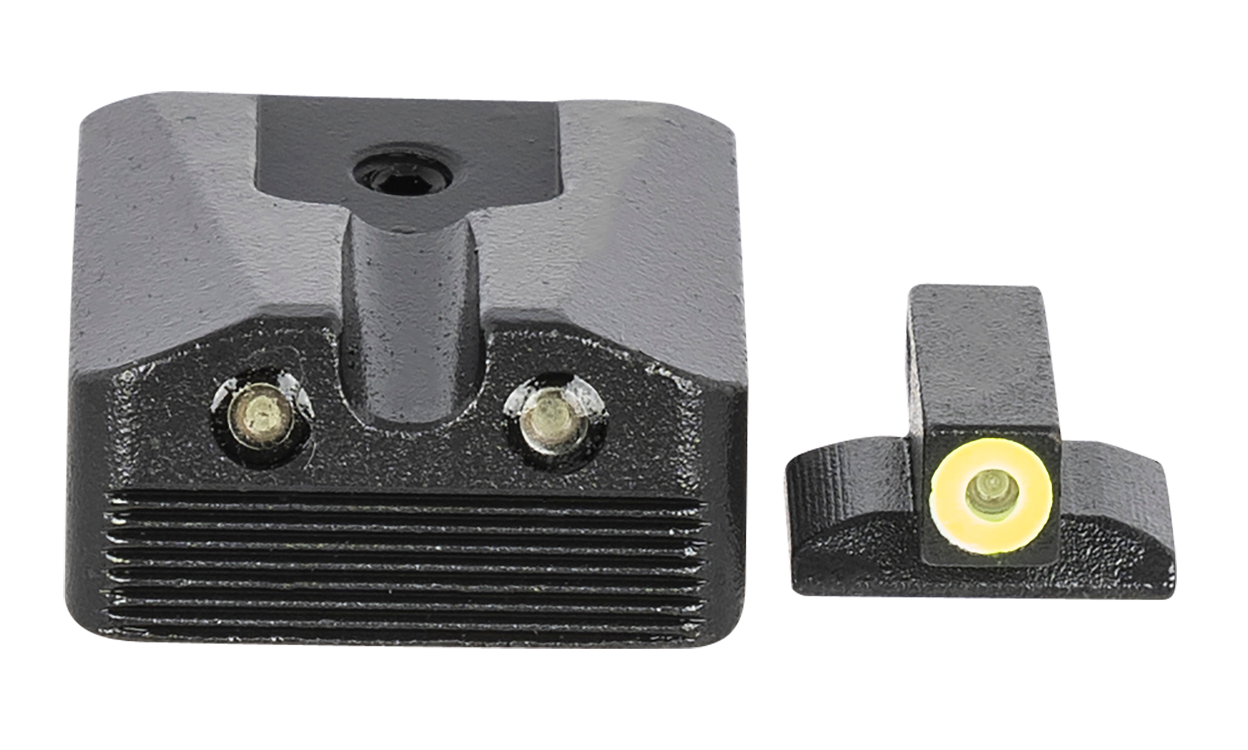 Meprolight USA 412213121 Hyper-BrightBlack | Green Tritium with Yellow Phosphorescent Outline Front Sight Green Tritium with Black Outline Rear Sight Set