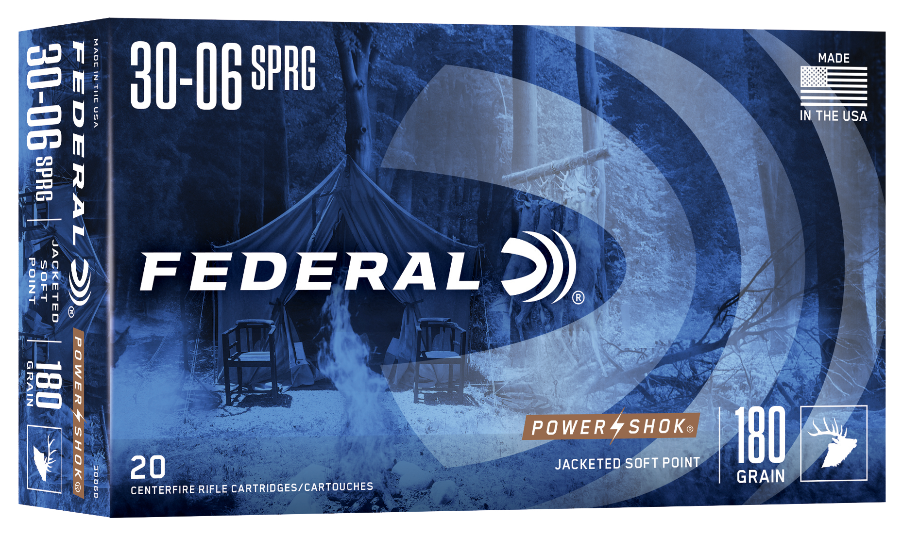 Federal Power-Shok Ammunition 30-06 Springfield 180 Grain Soft Point 20RD