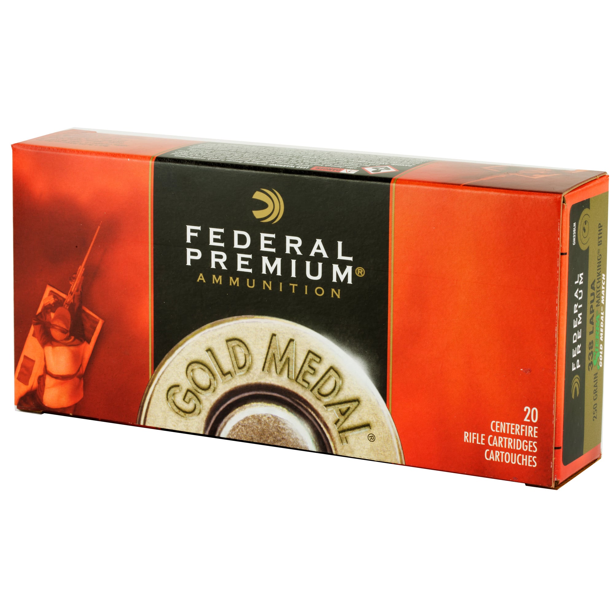 Federal Premium Gold Medal Ammunition 338 Lapua Magnum 250 Grain Sierra MatchKing Hollow Point Boat Tail 20RD
