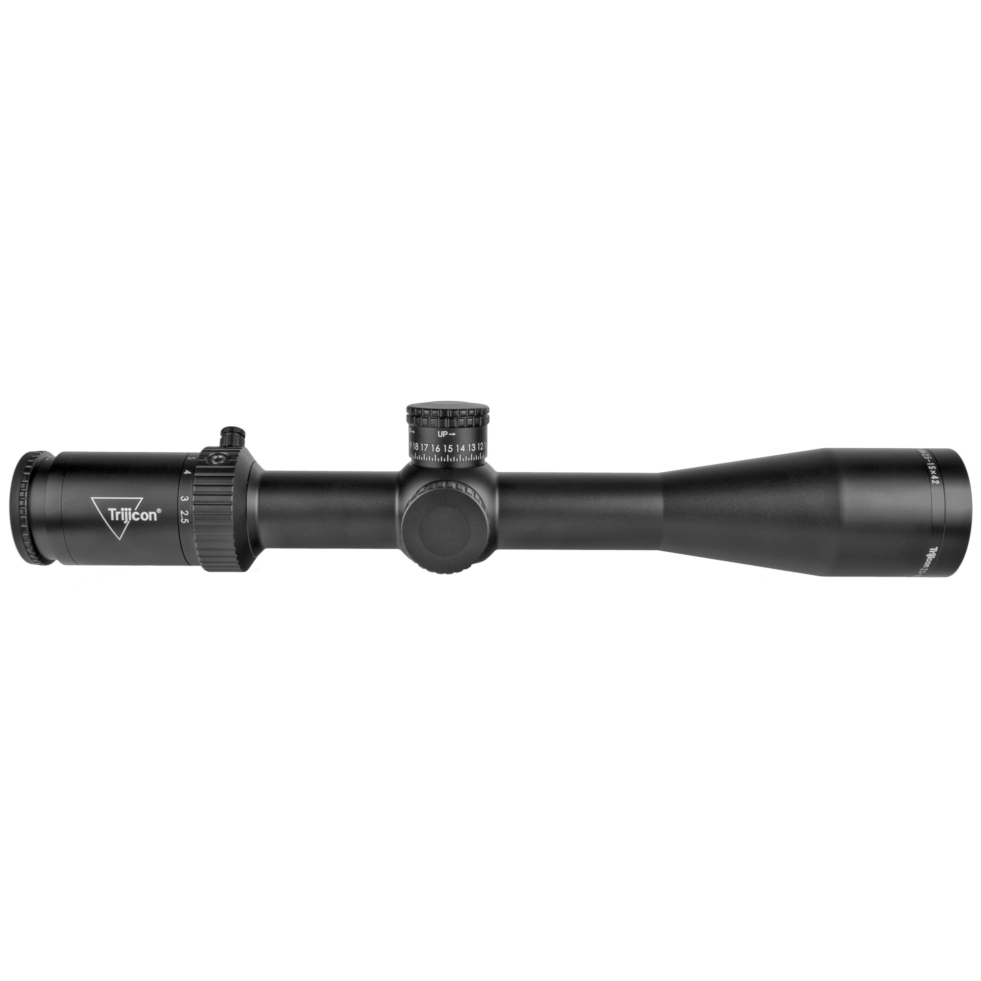 Trijicon 2.5-15x42 Credo HX 30mm Rifle Scope Satin Black, MOA Center Dot (Red), Side Focus