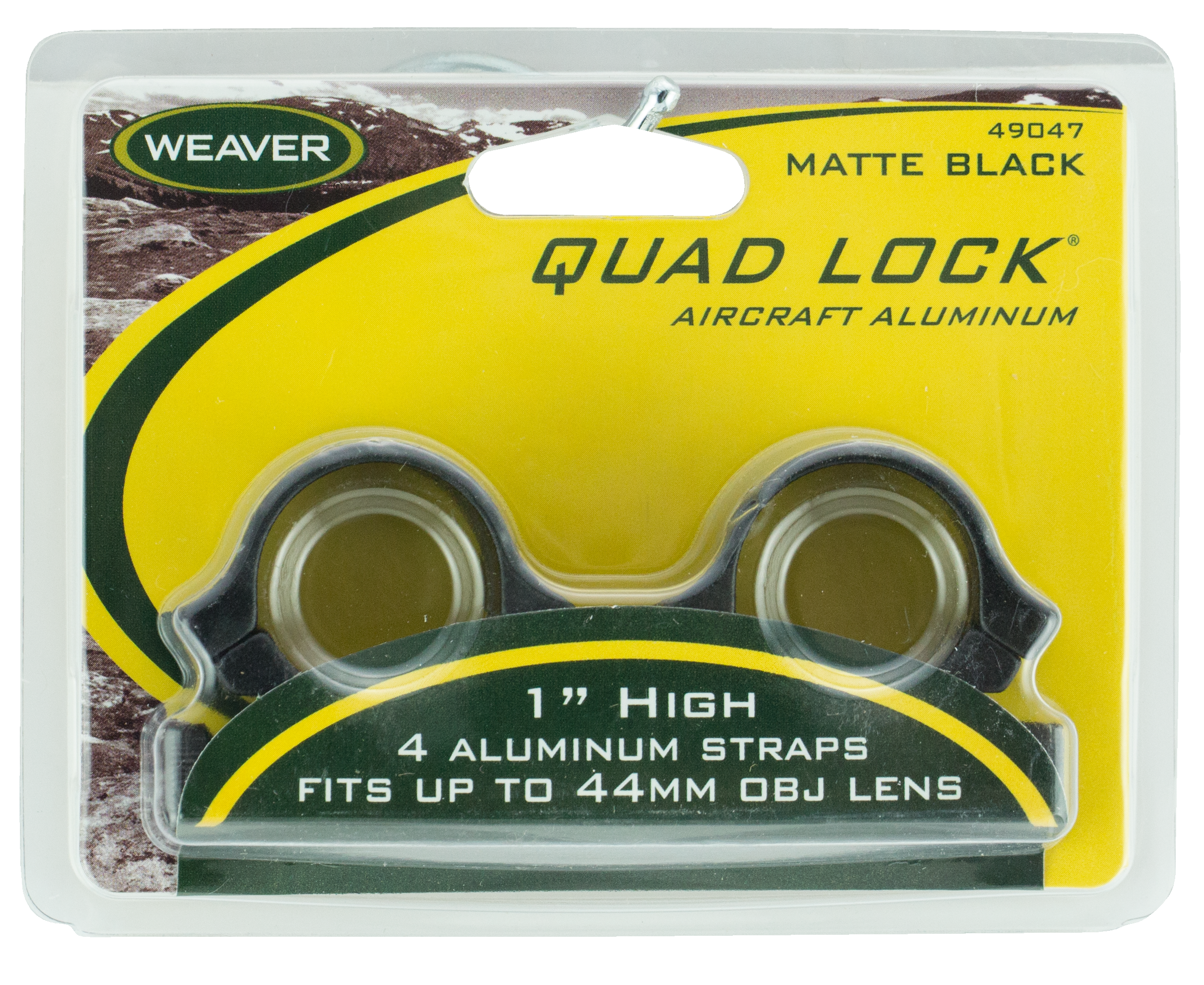 Weaver Quad Lock Detachable 1" Rings Matte, High, Aluminum