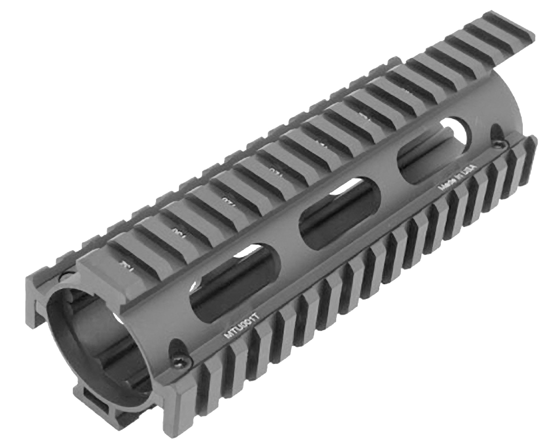 UTG Pro MTU001T Pro Quad Rail Drop-In Handguard Carbine with Extensions Style made of Aluminum Material with Black Anodized Finish for AR-15